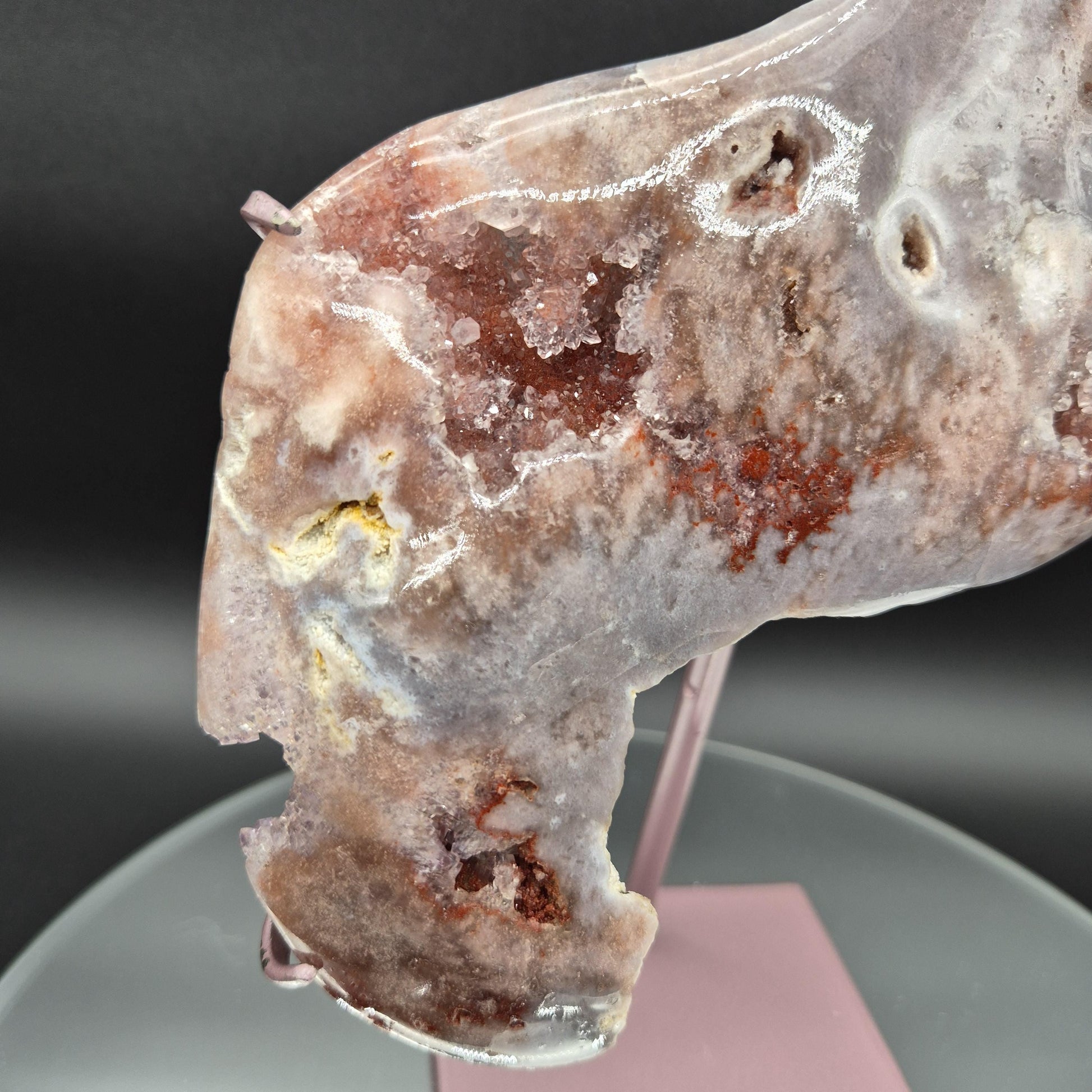 Druzy Pink Amethyst Free Form on Stand - 2.52 lbs, 12 x 6.5in Crystal Hoarder