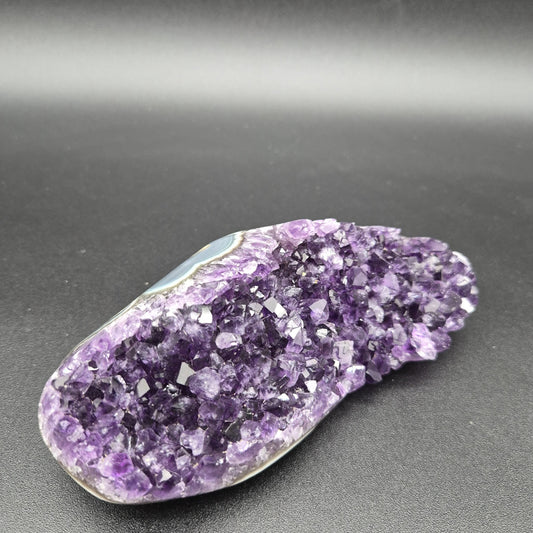 AAA+ Super Dark Amethyst with Blue Agate Freeform - Uruguay Specimen - 6 x 3in - 1.42 lbs - Collector Crystal Display Crystal Hoarder