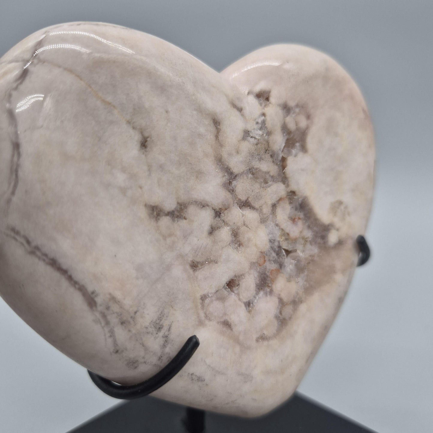 Rare Pink Amethyst Heart with Quartz Center on Stand | Backlit Crystal Display | Brazilian Pink Amethyst | Collector Specimen 1.16 lbs Crystal Hoarder