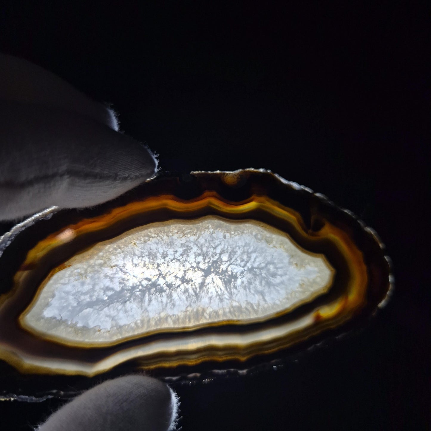 Set of 3 Agate Slices with Quartz | 4.5-6in Natural Crystal Slices | 0.55 lbs Total | Polished Banded Agate Decor Crystal Hoarder