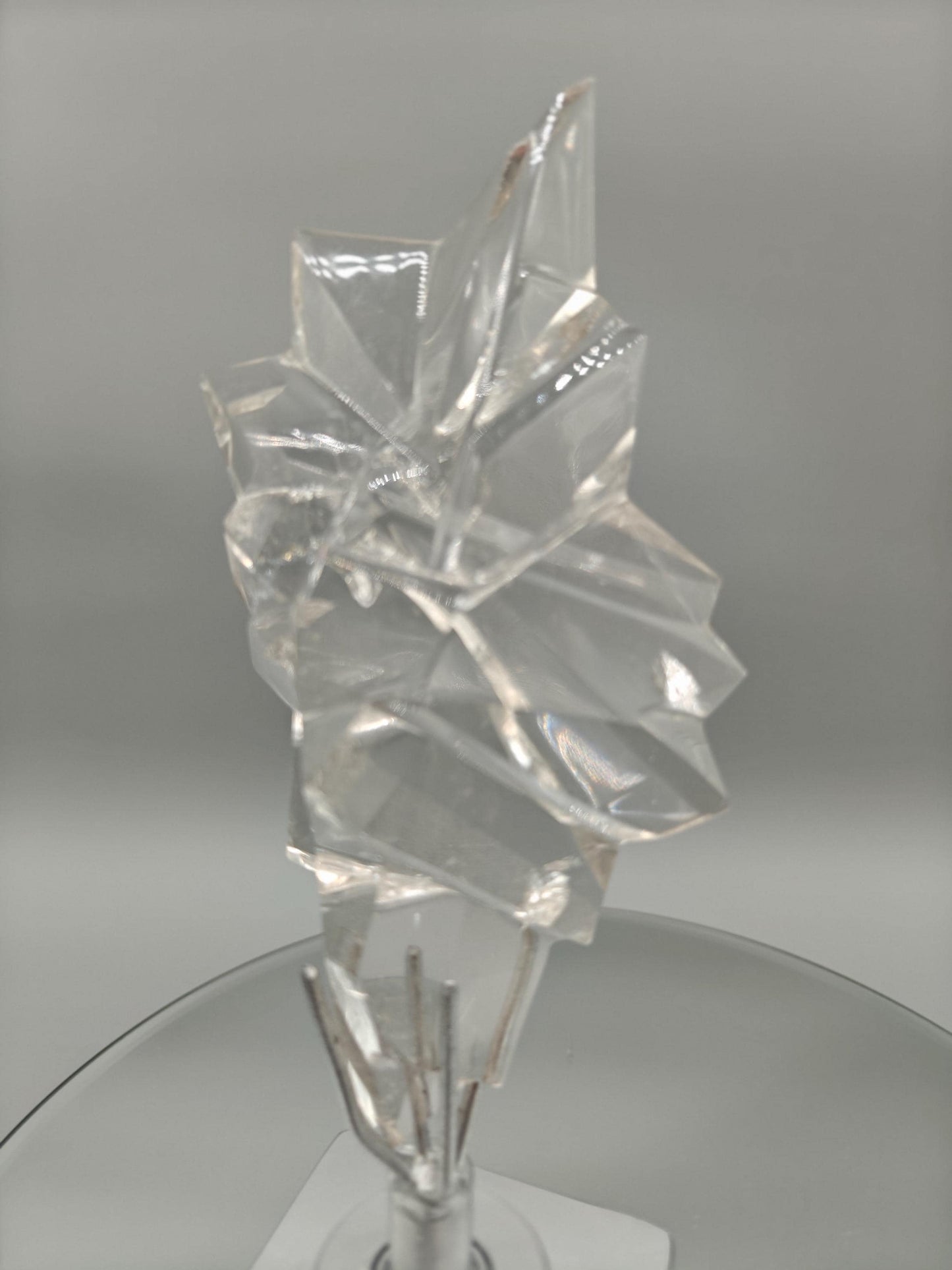 AAA+ Clear Quartz Faceted Sculpture Art - 9.5 x 3in - 1.76 lbs - Polished Quartz Crystal Display Crystal Hoarder