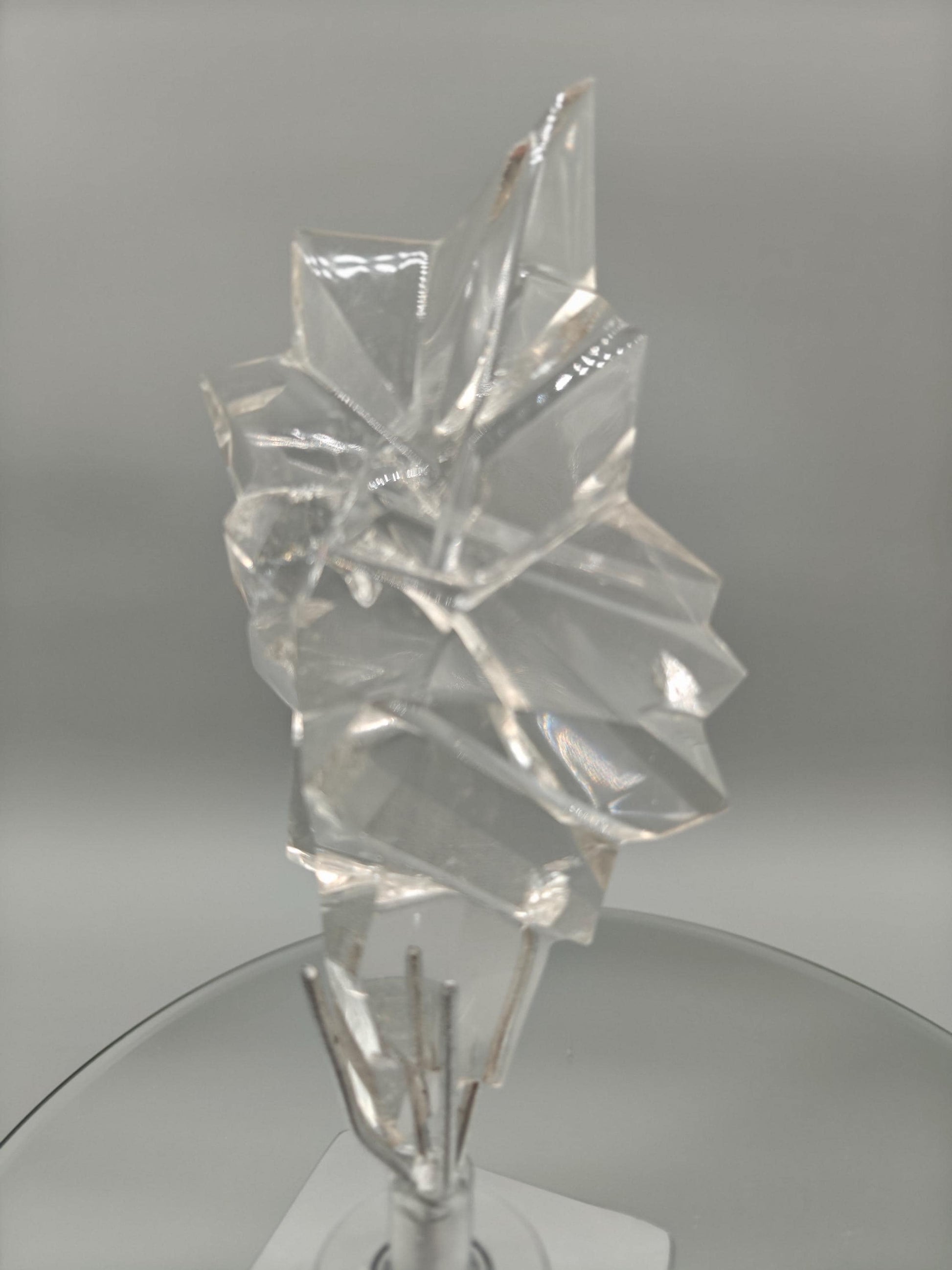 AAA+ Clear Quartz Faceted Sculpture Art - 9.5 x 3in - 1.76 lbs - Polished Quartz Crystal Display Crystal Hoarder