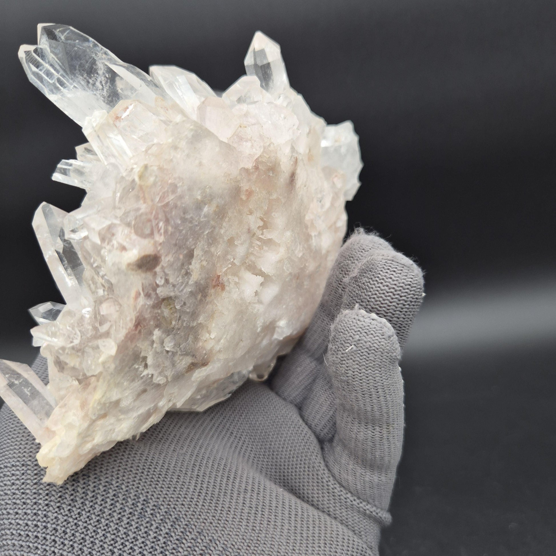 AAA+ Rare Water Clear Light Pink Lemurian Quartz Cluster Colombia 6x5x3.5 2.08 lbs Crystal Hoarder