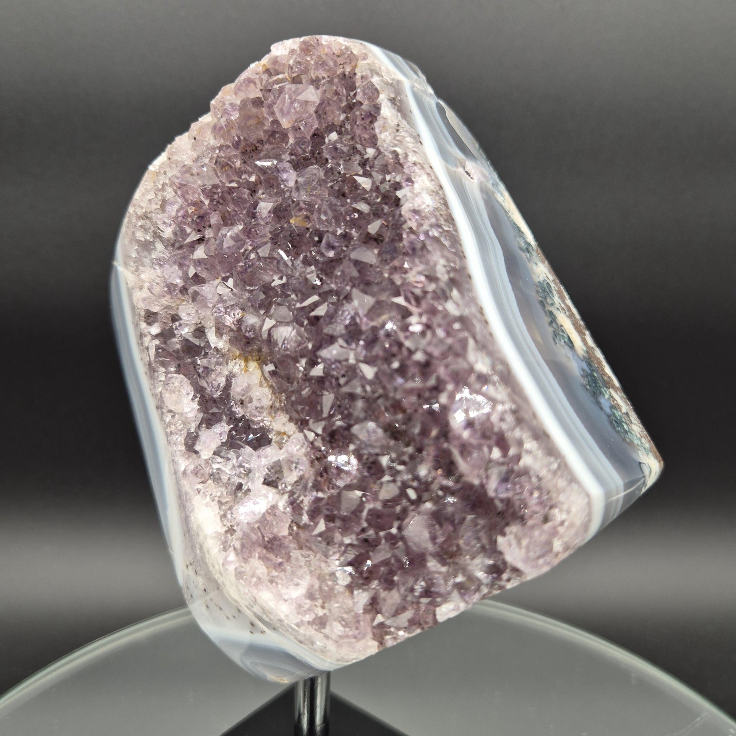AAA+ Amethyst with Blue Banded Agate on Stand 8.5x6.5x3 5.08 lbs Brazil Crystal Hoarder