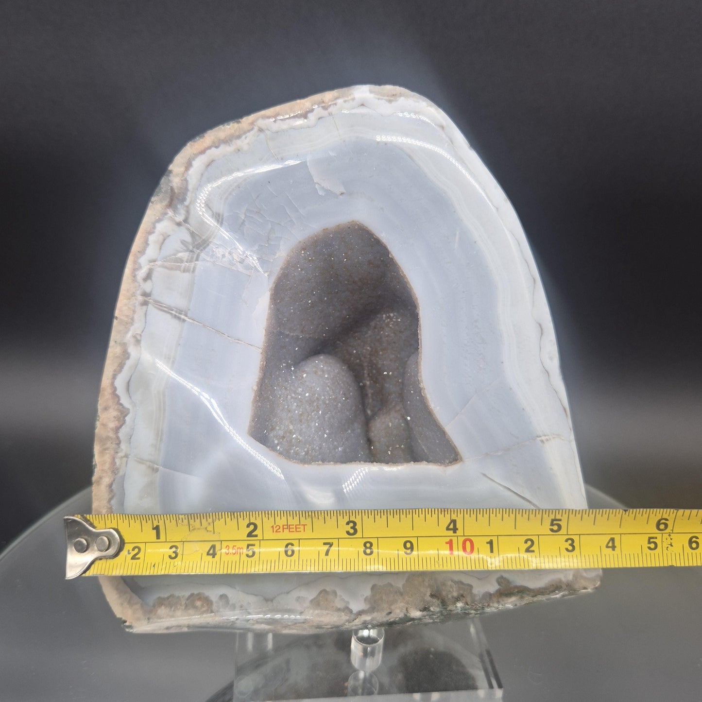 Rare Bubble Druzy Amethyst with Hematite Blue Banded Agate Polished 5.5x5.5x4 4.82 lbs Brazil Crystal Hoarder