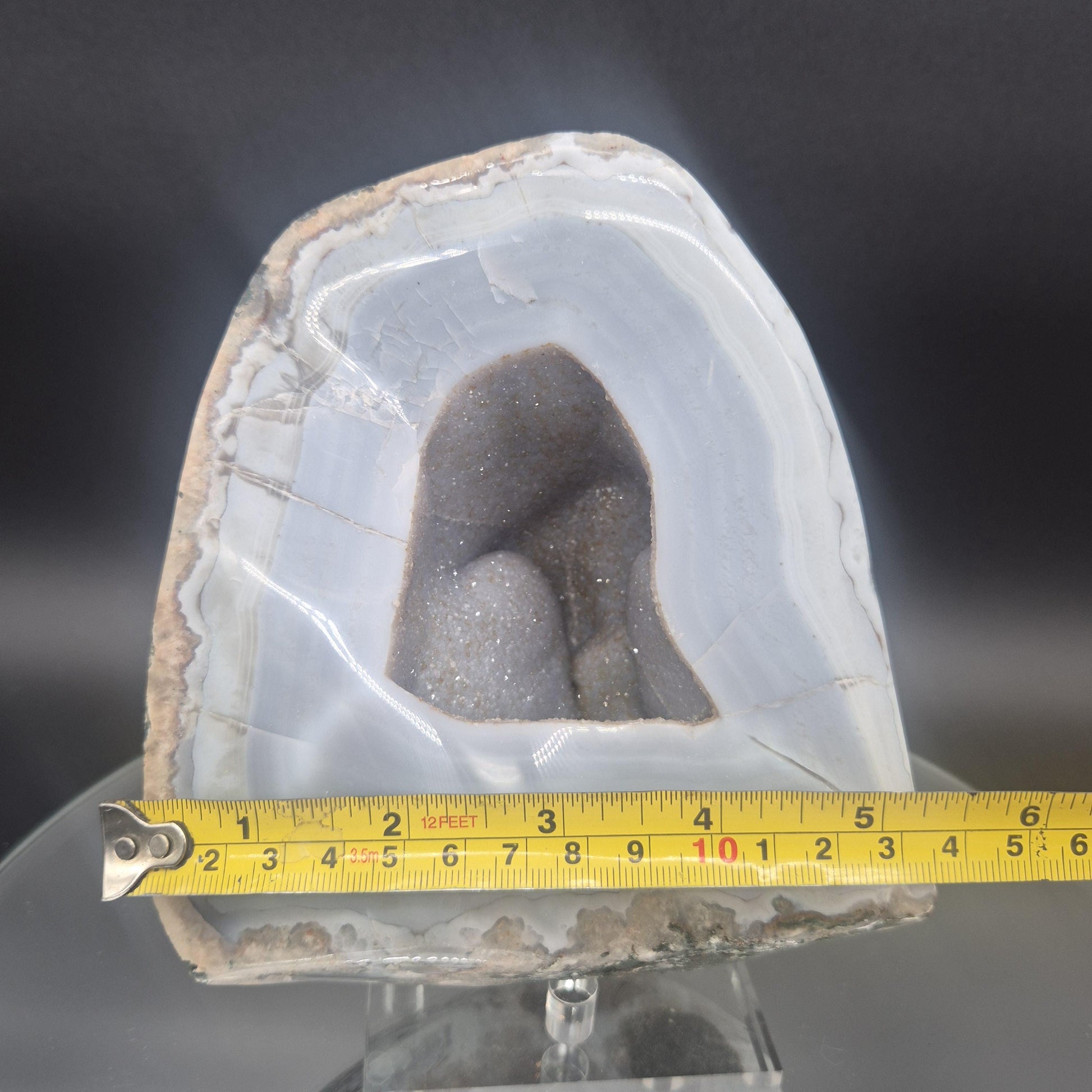 Rare Bubble Druzy Amethyst with Hematite Blue Banded Agate Polished 5.5x5.5x4 4.82 lbs Brazil Crystal Hoarder