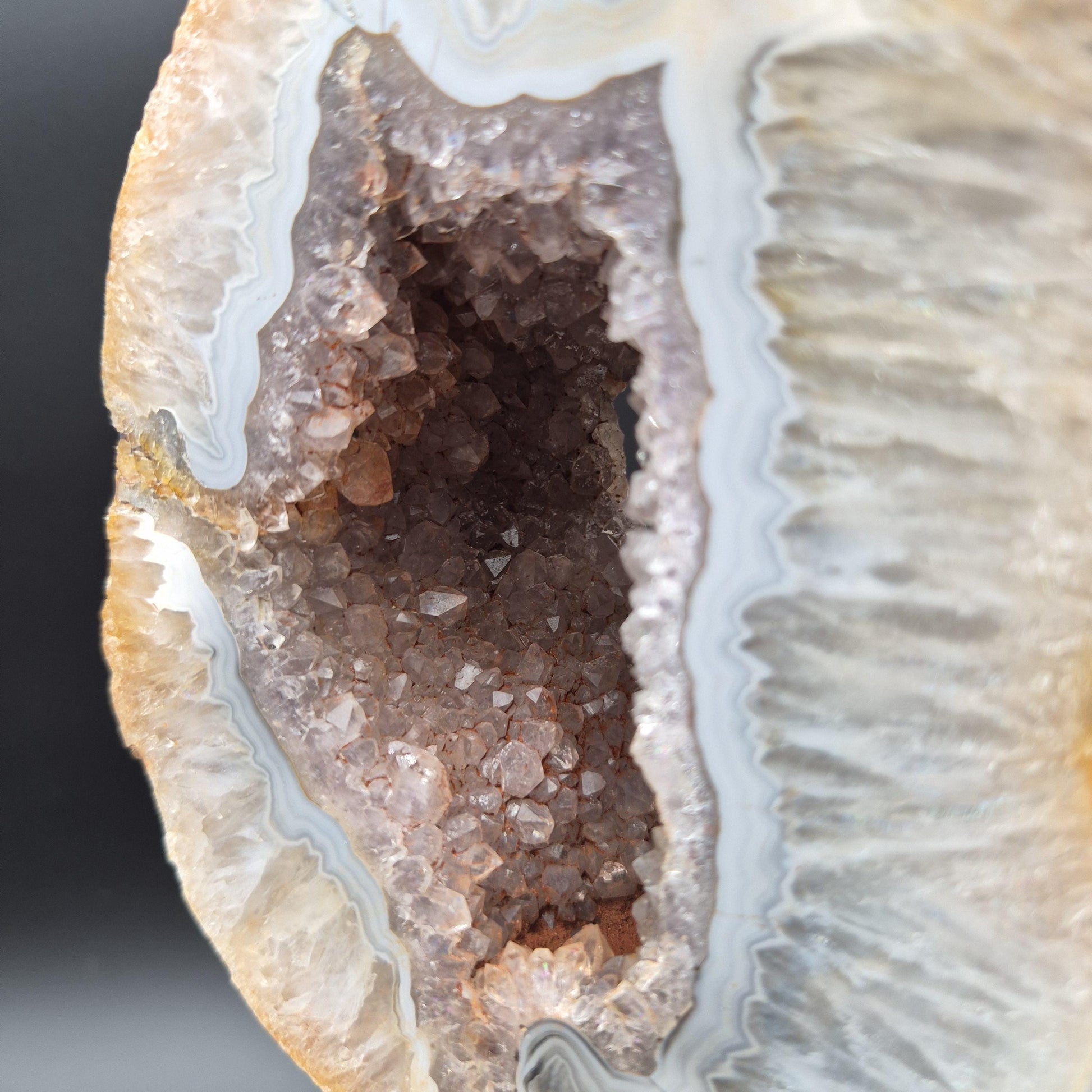 Amethyst with Baby Blue Agate Geode Portal on Stand Brazil 5.27 lbs Crystal Hoarder