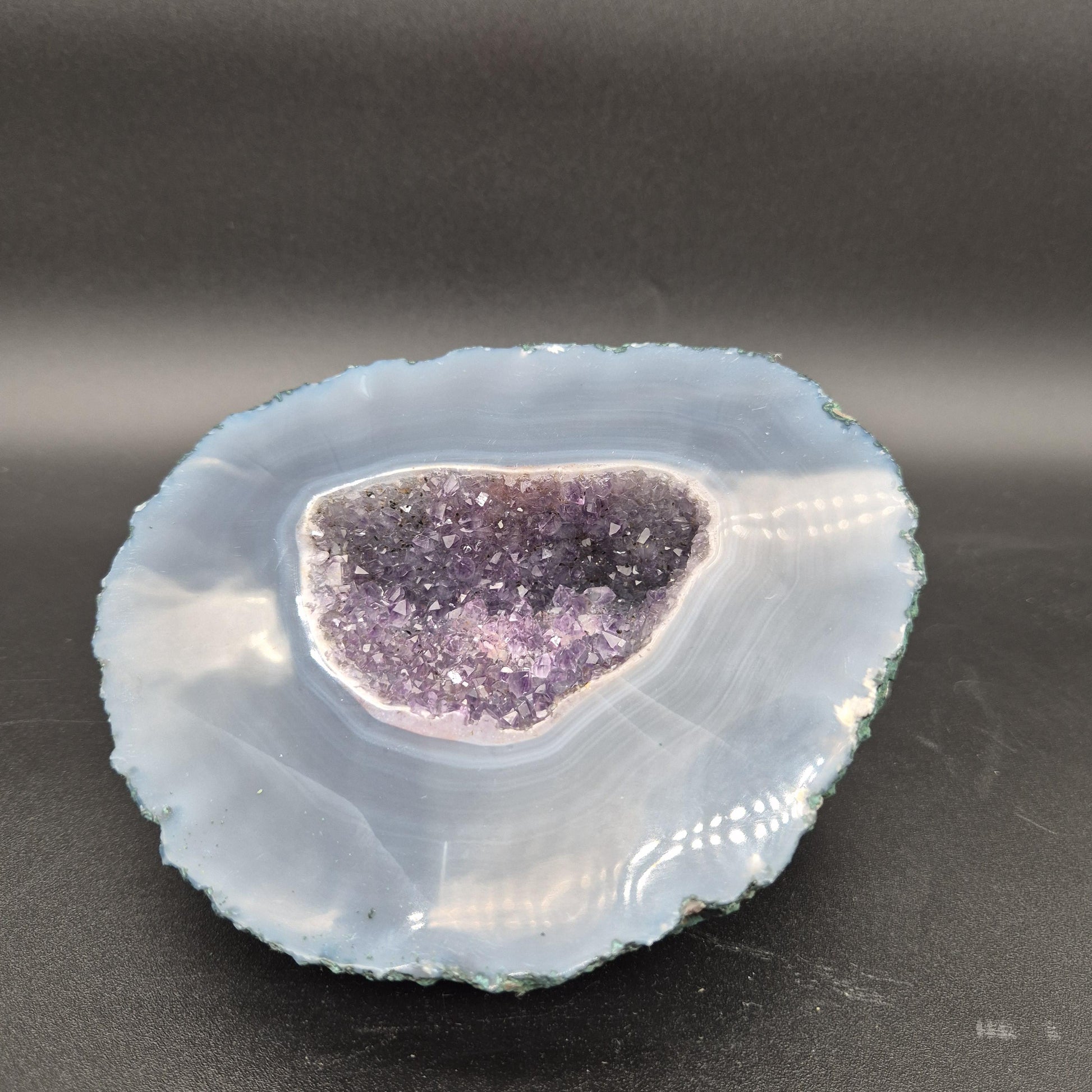 Rare AAA+ Druzy Amethyst with Dark Blue Agate Brazil 4.68 lbs 6.5x5.5x3.5 Collector Crystal Crystal Hoarder