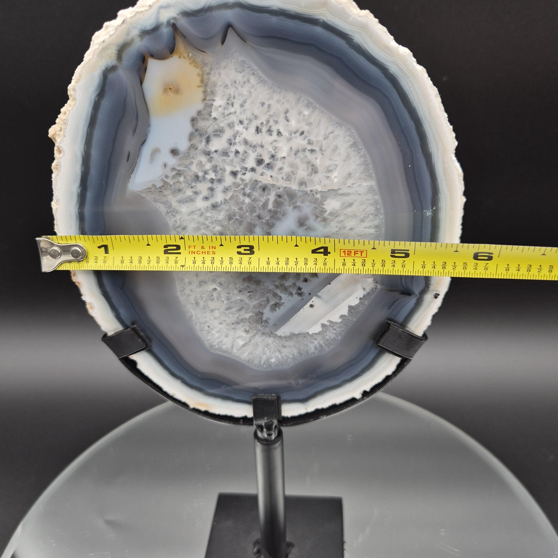 AAA+ Super Rare White and Dark Blue Agate Slice with Quartz Brazil 1.03 lbs Crystal Hoarder