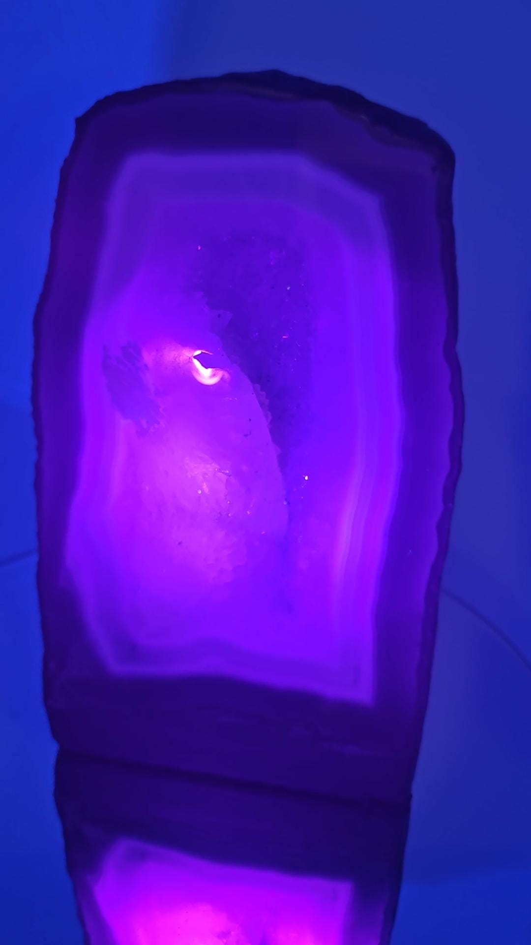 AAA+ Amethyst Cathedral with Blue Banded Agate & UV Reactive Calcite - Brazilian Amethyst Geode Crystal Hoarder