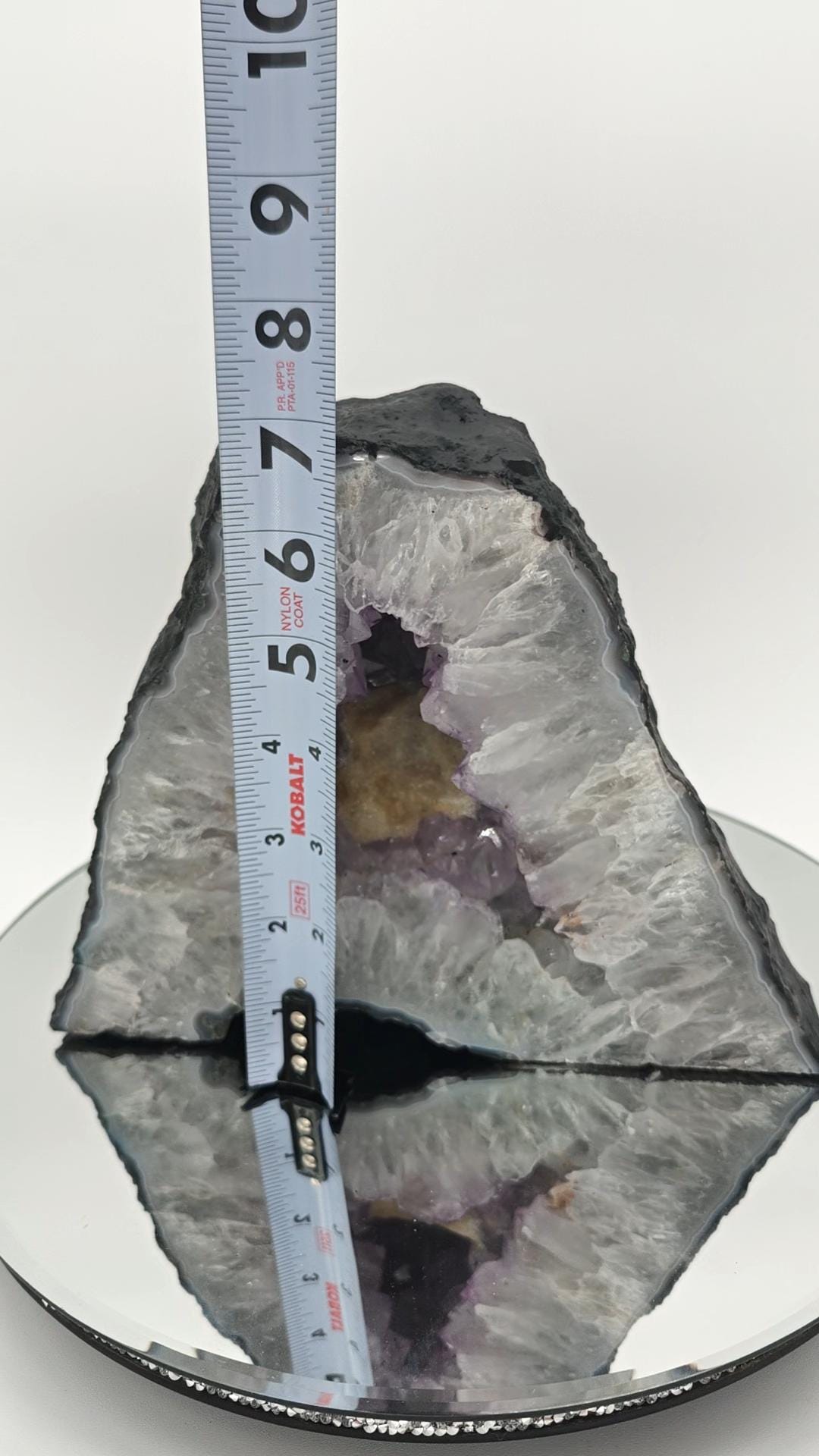 Amethyst Cathedral with Calcite - Brazilian Amethyst Geode - 11.22 lbs - 7.5 x 8.5in Crystal Hoarder