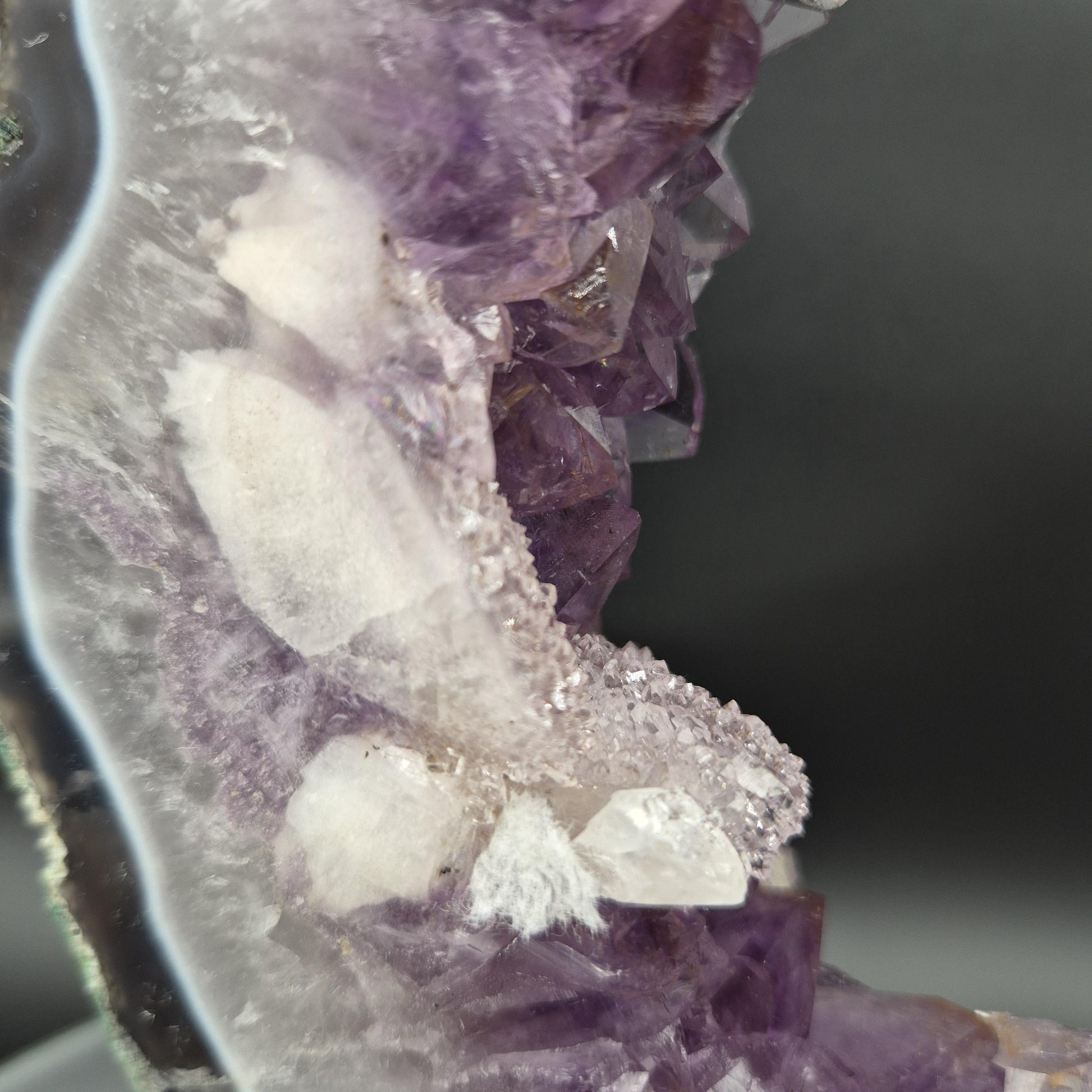 Super Rare AAA+ Amethyst Portal with UV Reactive Calcite Quartz Blue Agate Brazil 5.07 lbs 9.5x7.5x1.5 Collector Crystal Crystal Hoarder