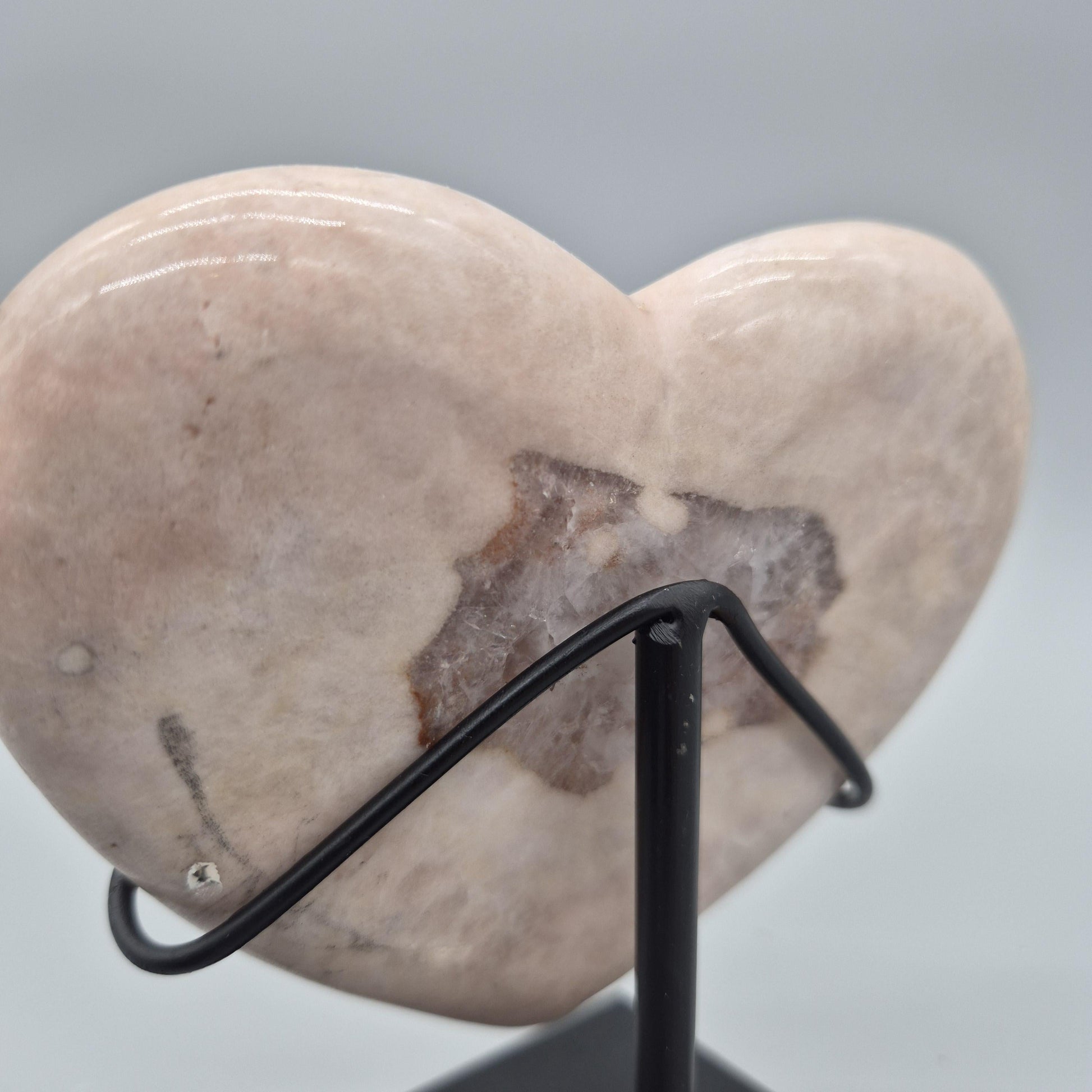 Rare Pink Amethyst Heart with Quartz Center on Stand | Backlit Crystal Display | Brazilian Pink Amethyst | Collector Specimen 1.16 lbs Crystal Hoarder