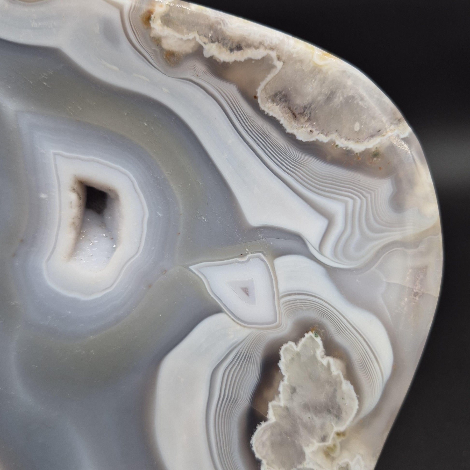 AAA+ Blue Banded Agate Druzy Bowl Brazil 8x6x1 1.72 lbs - Can be Backlit Crystal Hoarder