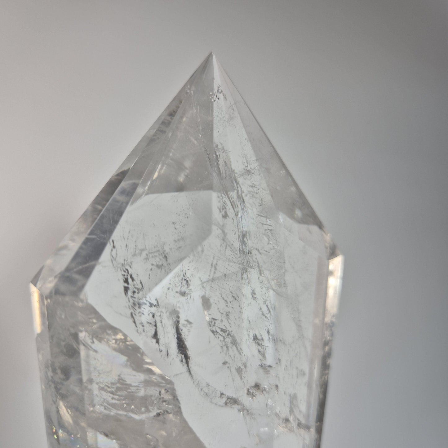 Large Faceted Clear Quartz Double Terminated Crystal on Spin Stand - 4.215 lbs - 16.5in Statement Crystal Display - Collector Specimen Crystal Hoarder