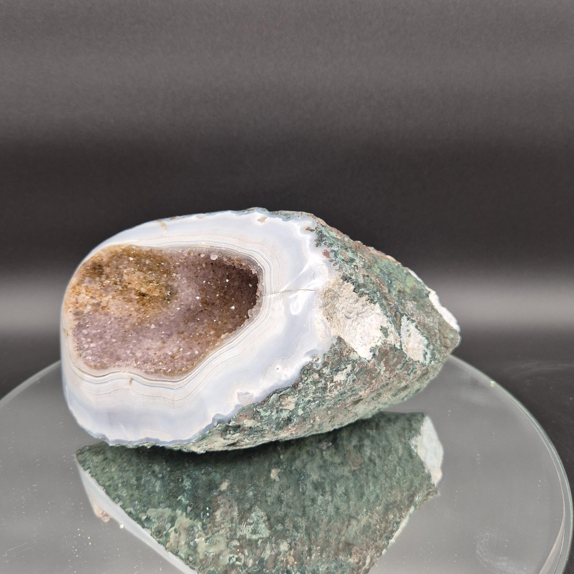 AAA+ Super Rare Amethyst with Multi Color Hematite and Calcite -Rare White Banded Agate Brazil 9x5x5 5.55 lbs Crystal Hoarder