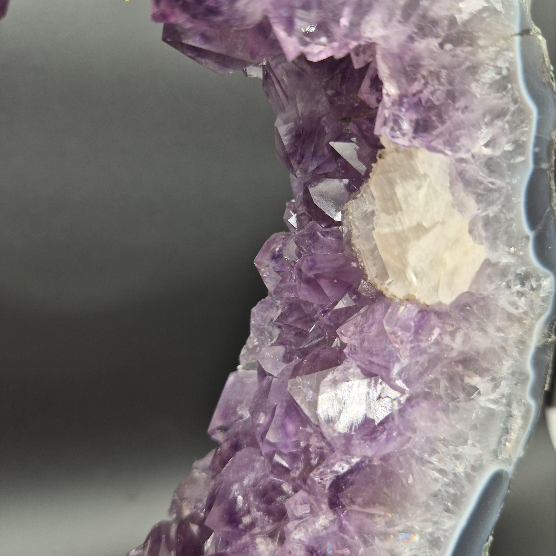 AAA+ Super Rare Amethyst Portal with UV Reactive Calcite Blue Agate 10.5x7.5x1.5 5.12 lbs Brazil Crystal Hoarder