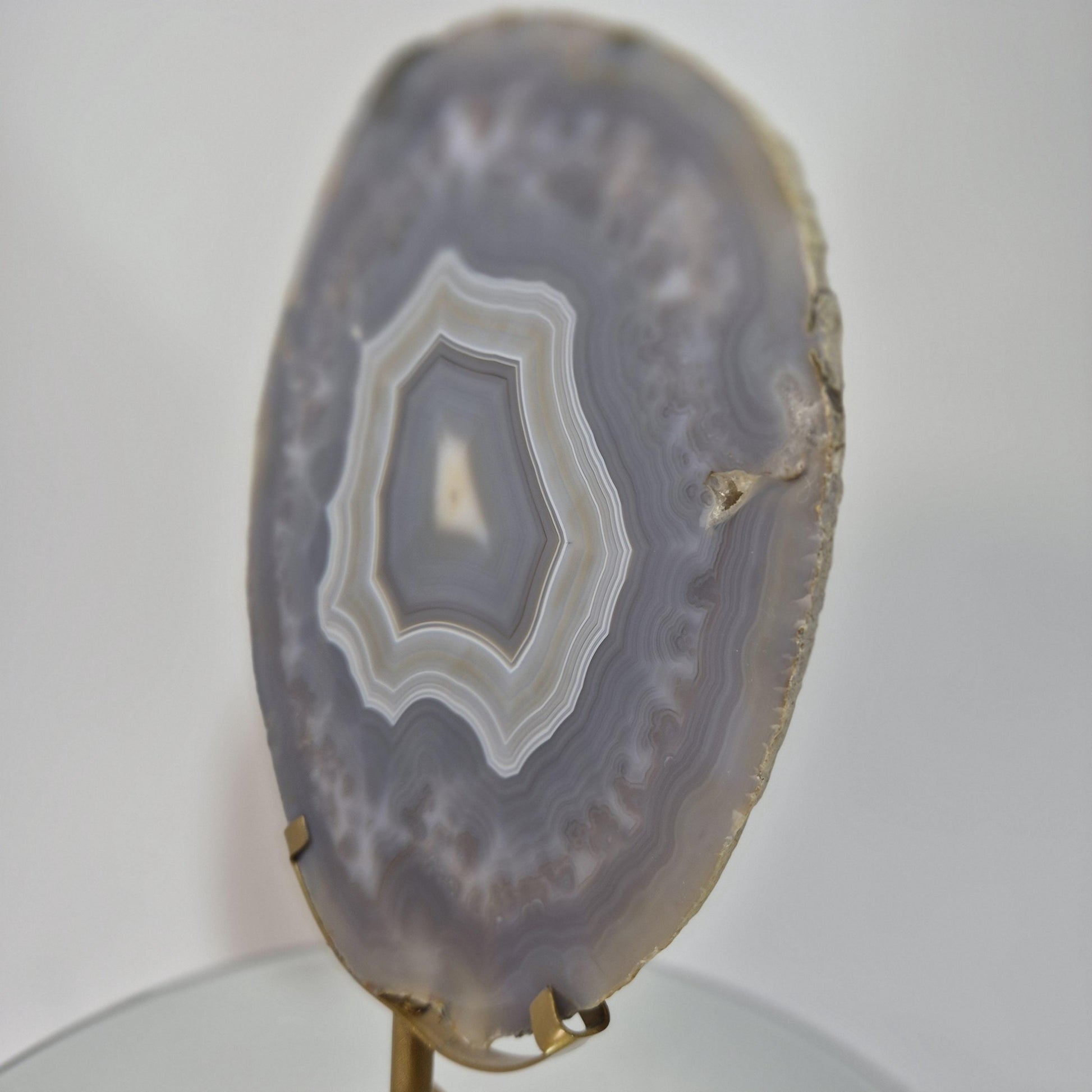 Blue Banded Agate Slice from Brazil - Can be Backlit! Crystal Hoarder