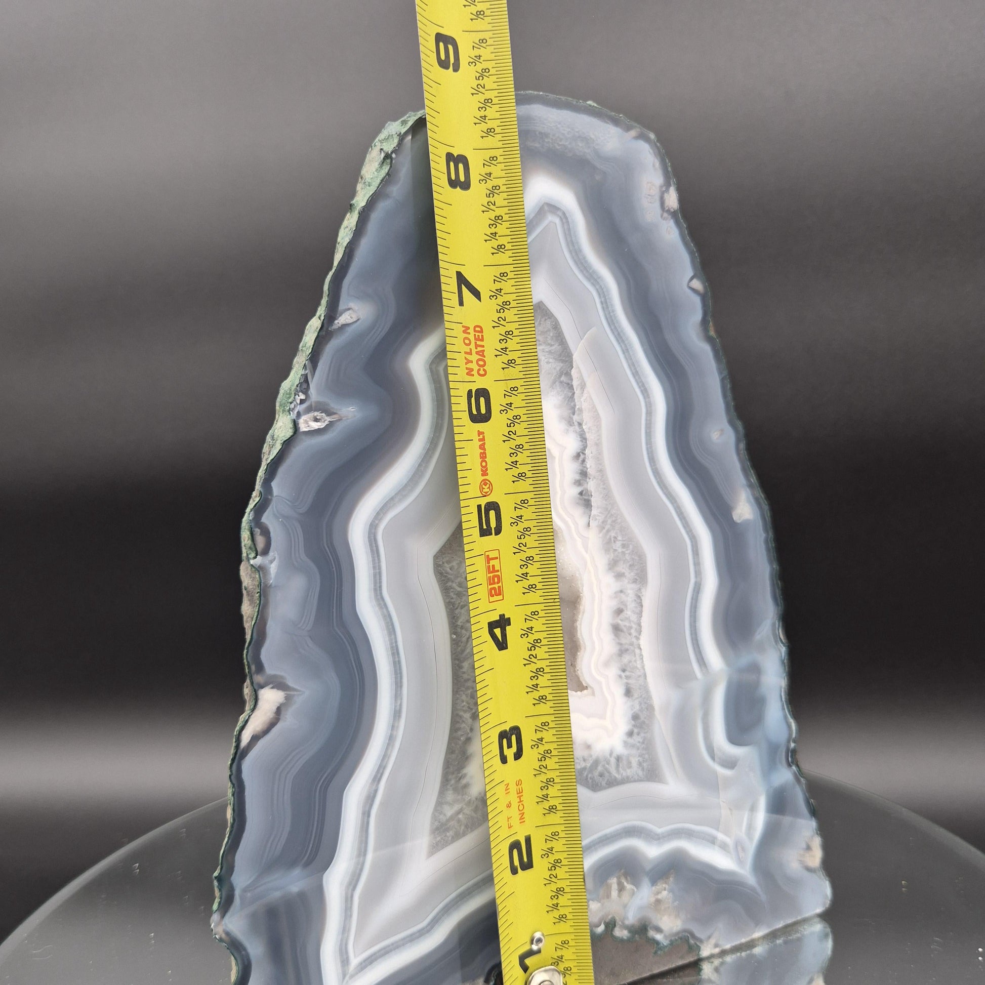 AAA+ Blue Banded Agate Cathedral with Druzy - 8.5 x 6in - 8.61 lbs - Collector Display Crystal Hoarder