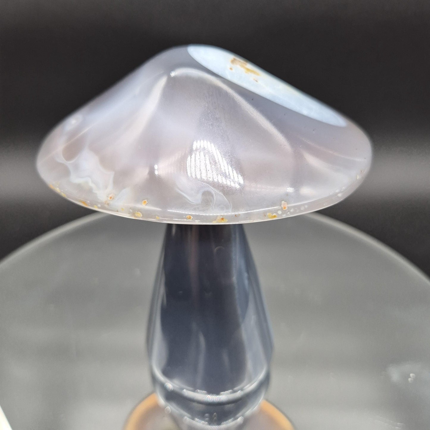 Brilliant Blue Banded Agate Mushroom Brazil 5x5x4 2.15 lbs Crystal Hoarder