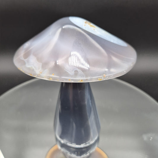 Brilliant Blue Banded Agate Mushroom Brazil 5x5x4 2.15 lbs Crystal Hoarder