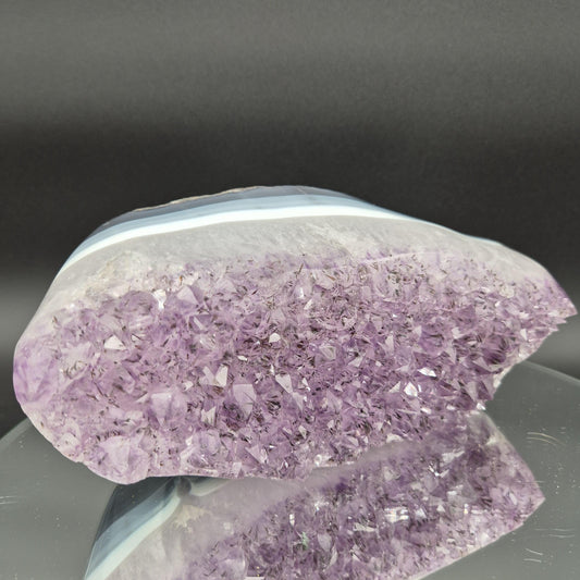 AAA+ Amethyst with Black Hematite Blue Banded Agate Freeform 6.92 lbs 9x4x3.5 Brazil Collector Crystal Crystal Hoarder