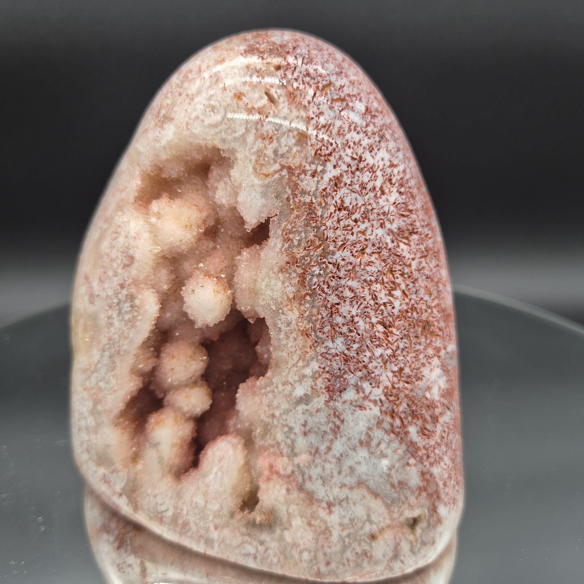 AAA+ Perfect Fully Polished Pink Amethyst Freeform with Rare Bubble Formation - Brazil - 5 x 4in - 3.06 lbs - Collector Display Crystal Hoarder