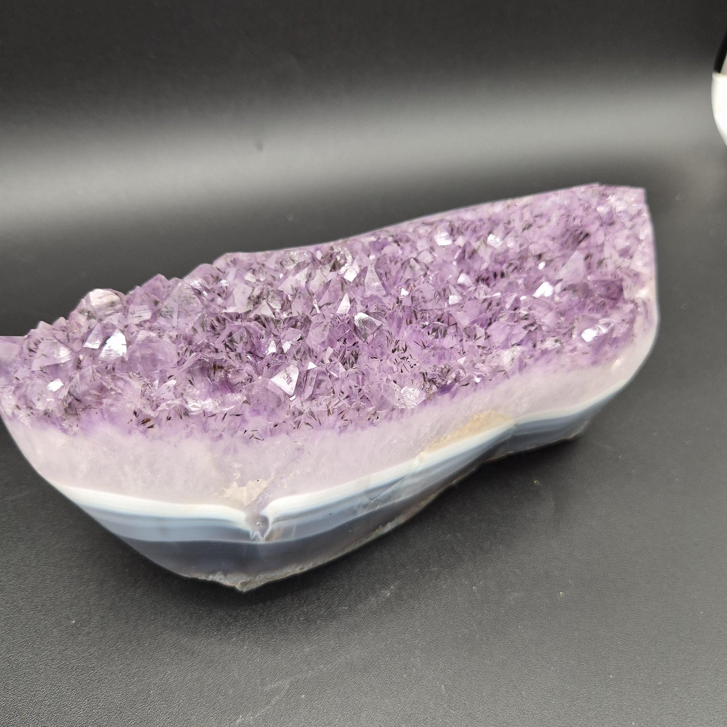 AAA+ Amethyst with Black Hematite Blue Banded Agate Freeform 6.92 lbs 9x4x3.5 Brazil Collector Crystal Crystal Hoarder