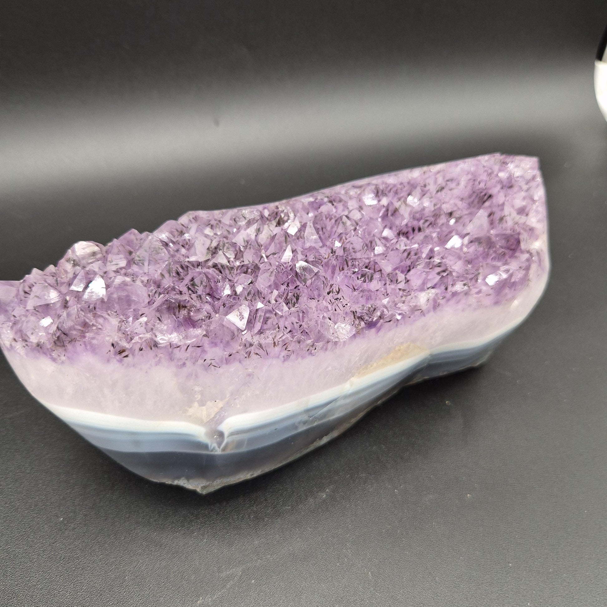 AAA+ Amethyst with Black Hematite Blue Banded Agate Freeform 6.92 lbs 9x4x3.5 Brazil Collector Crystal Crystal Hoarder