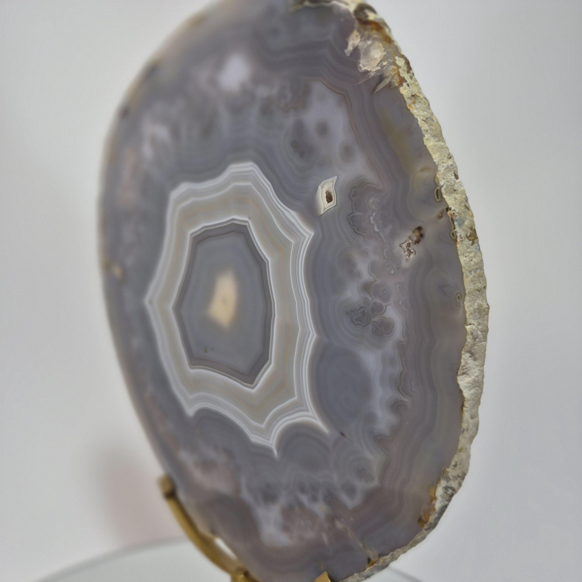 Blue Banded Agate Slice from Brazil - Can be Backlit! Crystal Hoarder