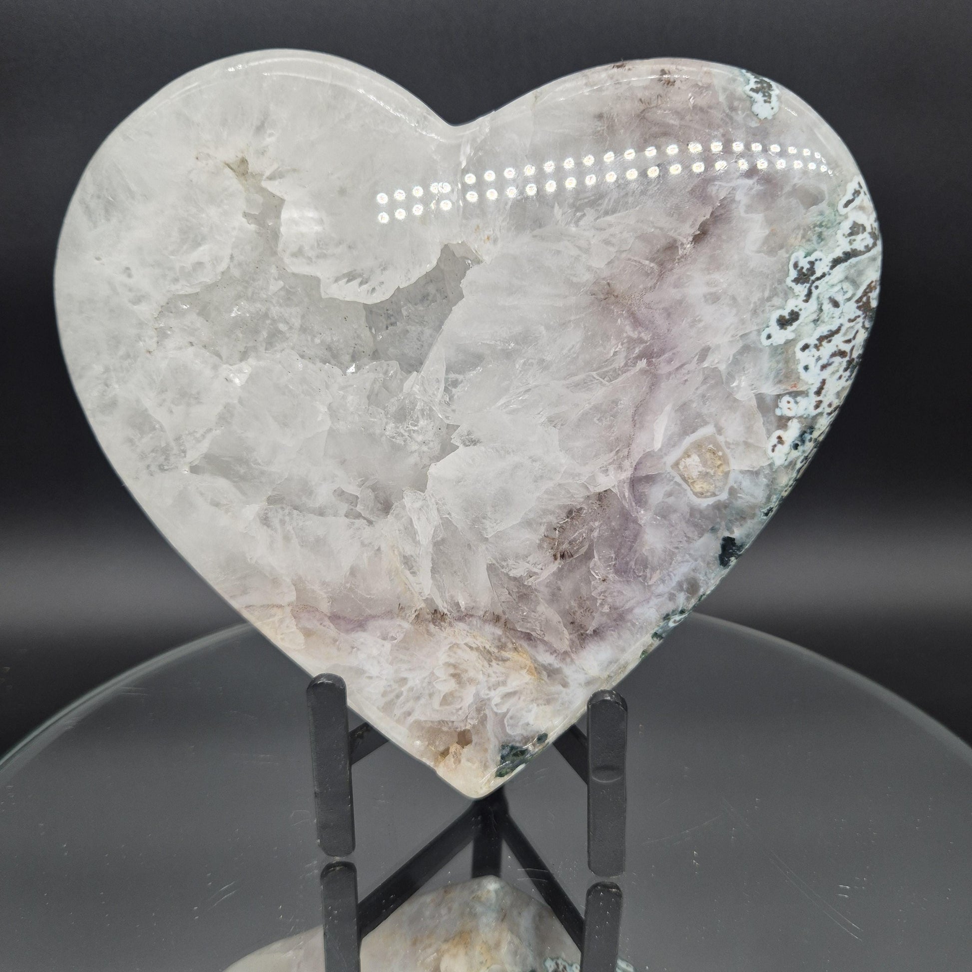 AAA+ Rare Amethyst Quartz Jasper Heart with Hematite Rutile 8x7.5x1 4.86 lbs Brazil Crystal Hoarder