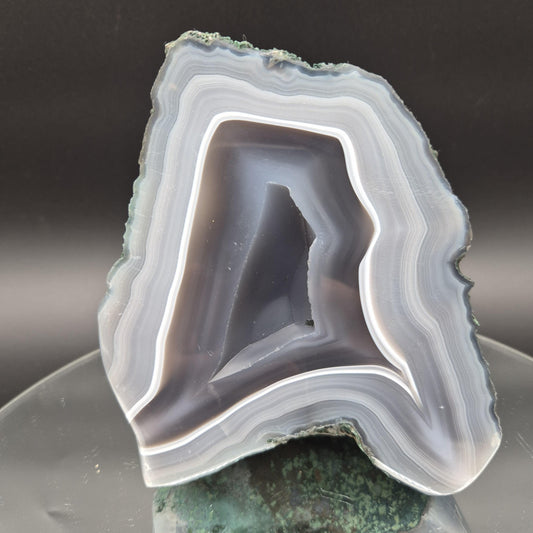 Super Rare AAA+ Blue Banded Agate with Matte Center – Brazil – 3.62 lb Display Specimen Crystal Hoarder