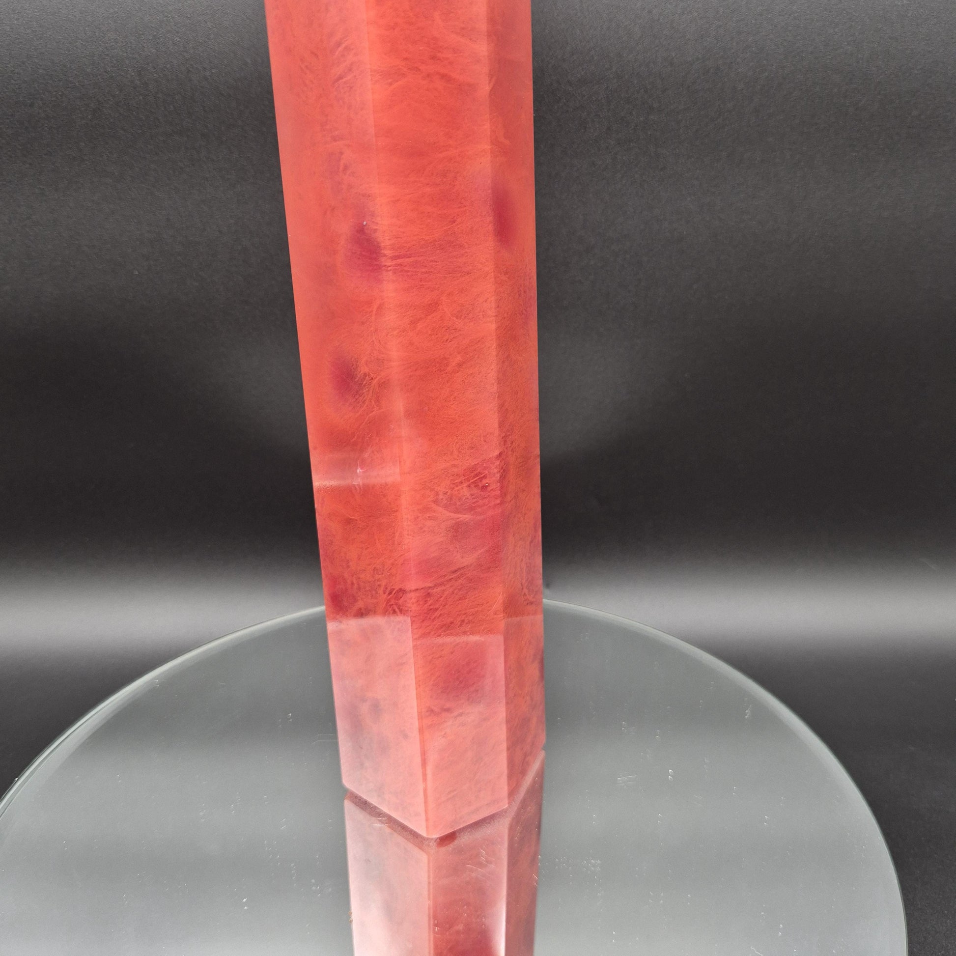 Huge Red Quartz Tower - Man Made Smelted Quartz - 6.11 lbs - 17.5in x 3in - Polished Crystal Point Statement Piece Crystal Hoarder