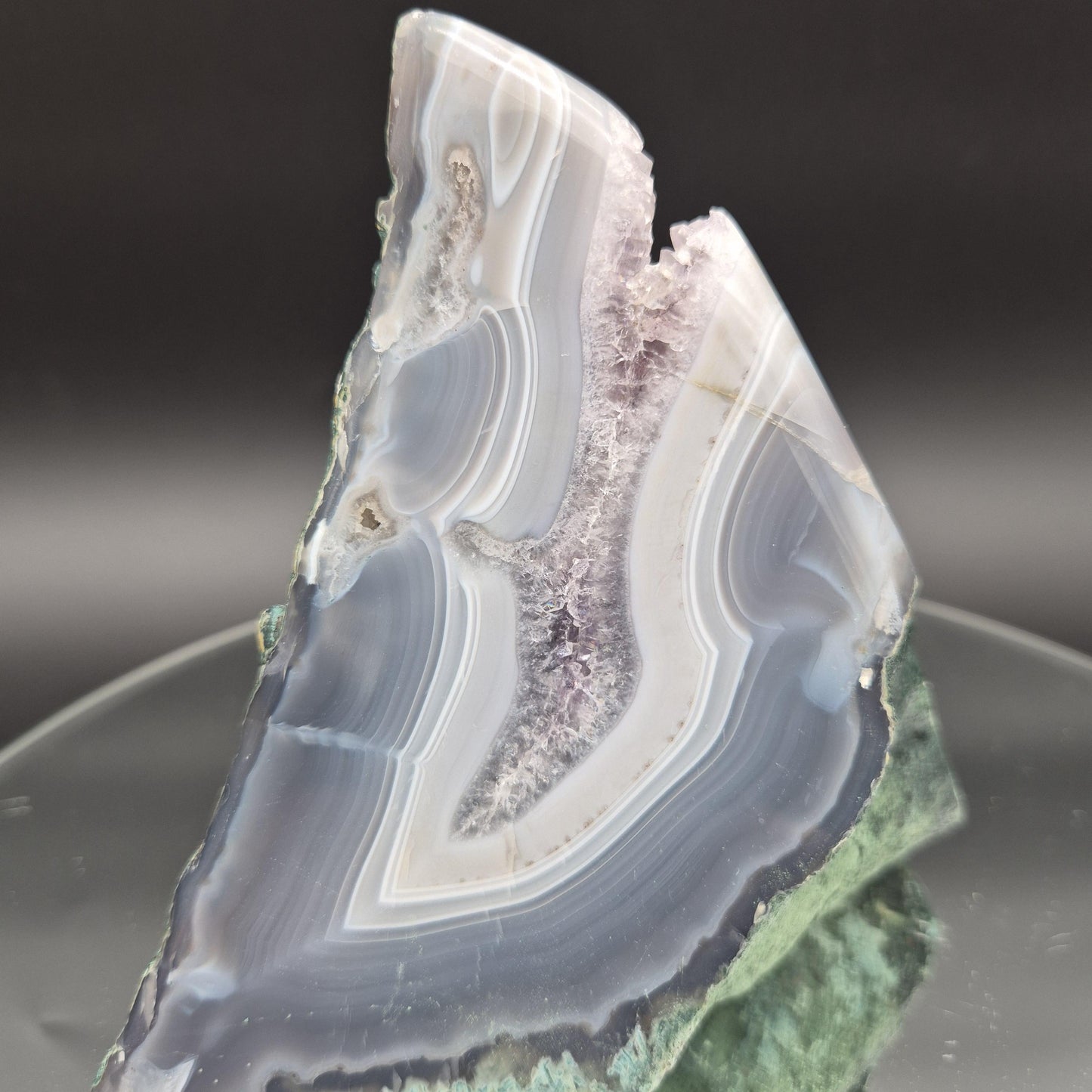 Druzy Amethyst with Blue Banded Agate Cutbase from Brazil 4.16 lbs Crystal Hoarder