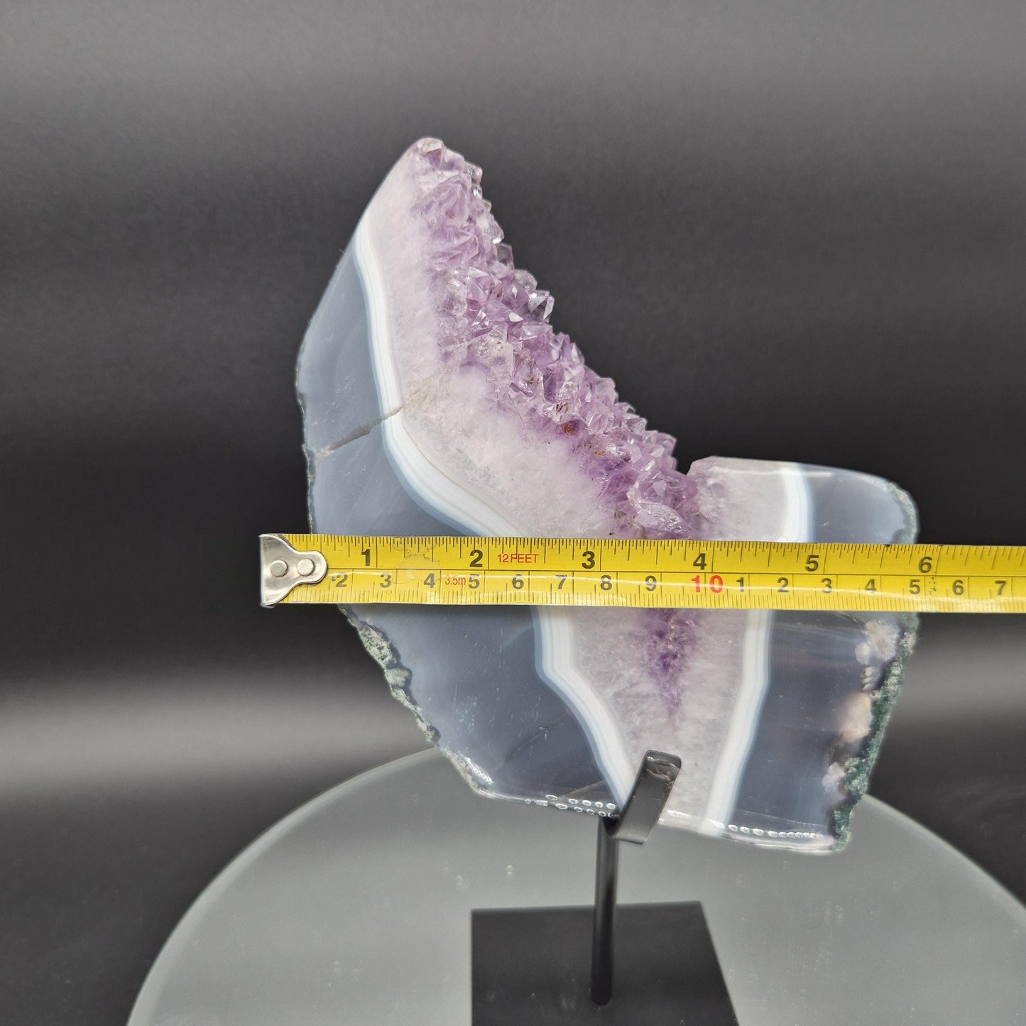 Amethyst with Blue Banded Agate on Stand Brazil 10x6x2 4.06 lbs Crystal Hoarder