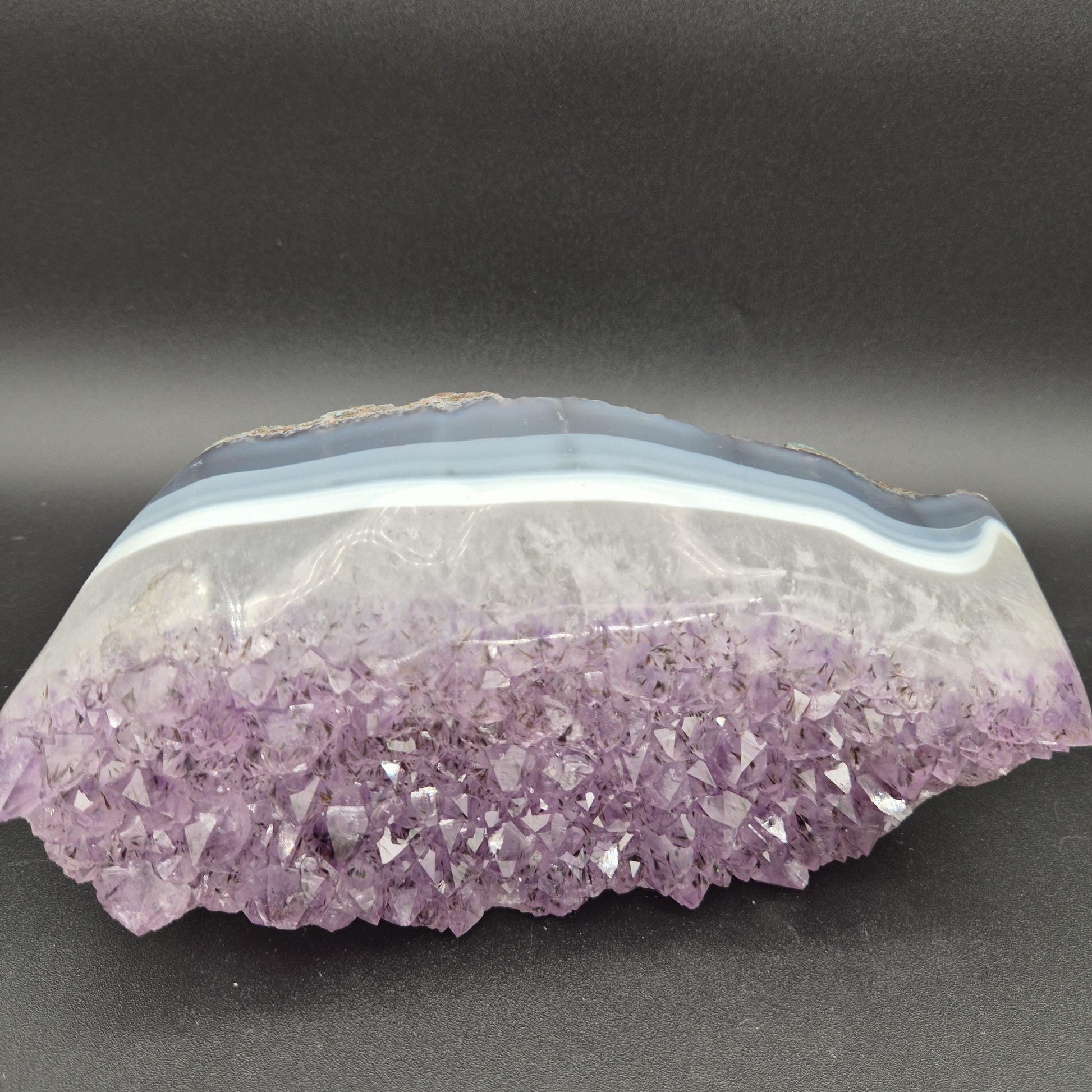 AAA+ Amethyst with Black Hematite Blue Banded Agate Freeform 6.92 lbs 9x4x3.5 Brazil Collector Crystal Crystal Hoarder