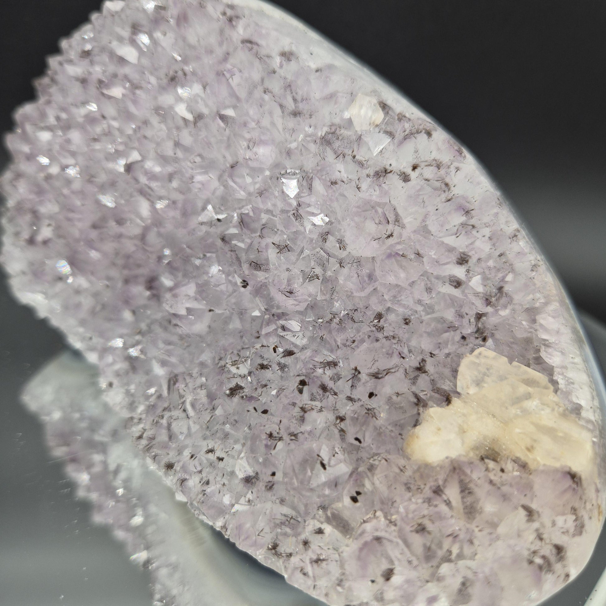 AAA+ Druzy Amethyst with UV Reactive Calcite Black Hematite Blue Banded Agate Freeform 4.58 lbs 7.5x4x3 Brazil Crystal Hoarder