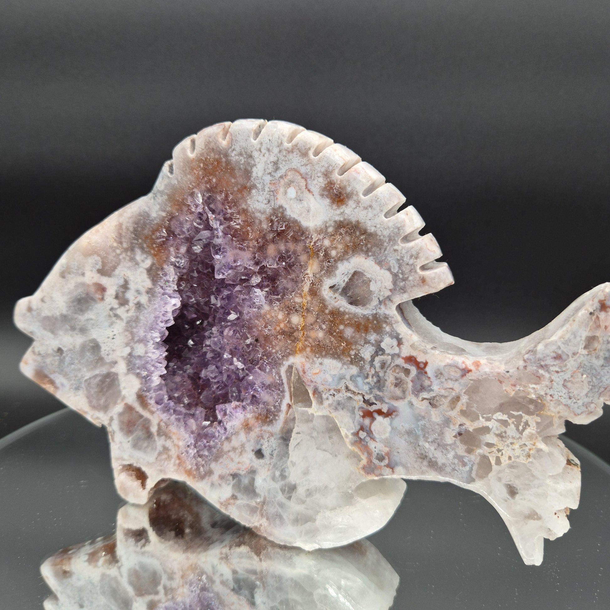 AAA+ Pink and Purple Amethyst Fish Polished Brazil - 8.5x5.5x1 - 2.89 lbs Crystal Hoarder