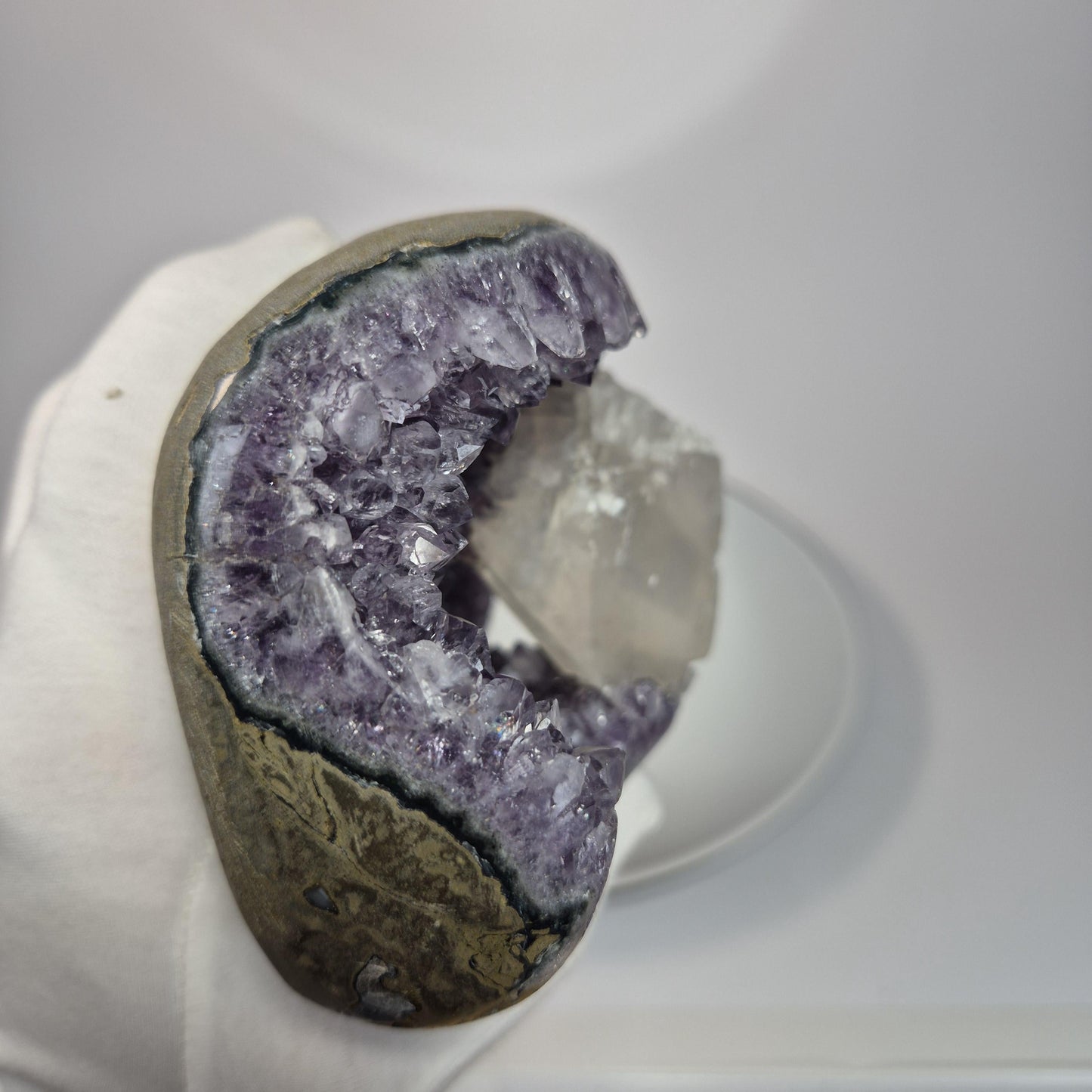 Super Rare Amethyst Boat formation with Calcite Bridge - 3.535 lbs One of a Kind Statement Crystal Specimen Crystal Hoarder