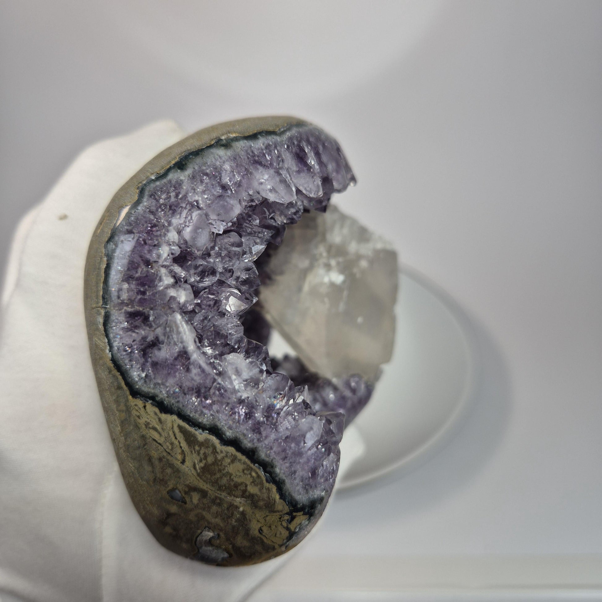Super Rare Amethyst Boat formation with Calcite Bridge - 3.535 lbs One of a Kind Statement Crystal Specimen Crystal Hoarder