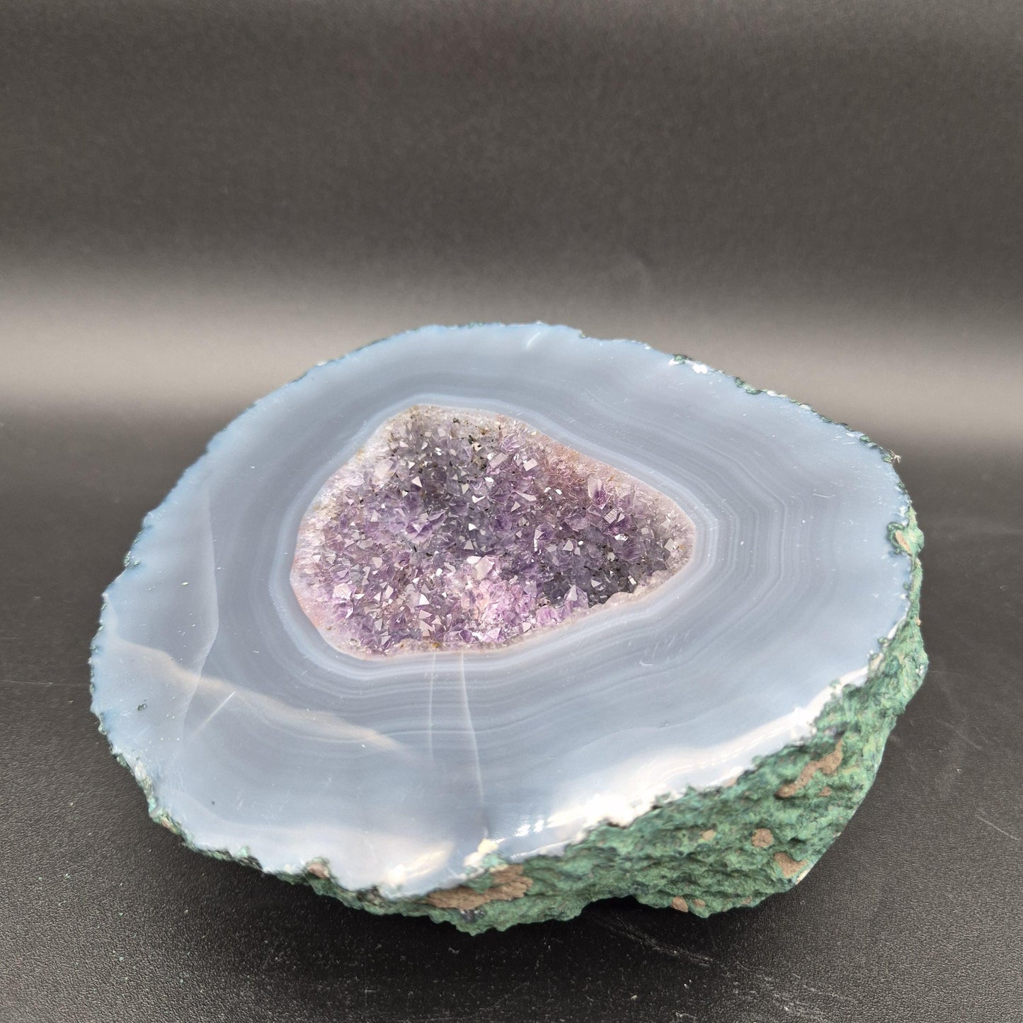 Rare AAA+ Druzy Amethyst with Dark Blue Agate Brazil 4.68 lbs 6.5x5.5x3.5 Collector Crystal Crystal Hoarder
