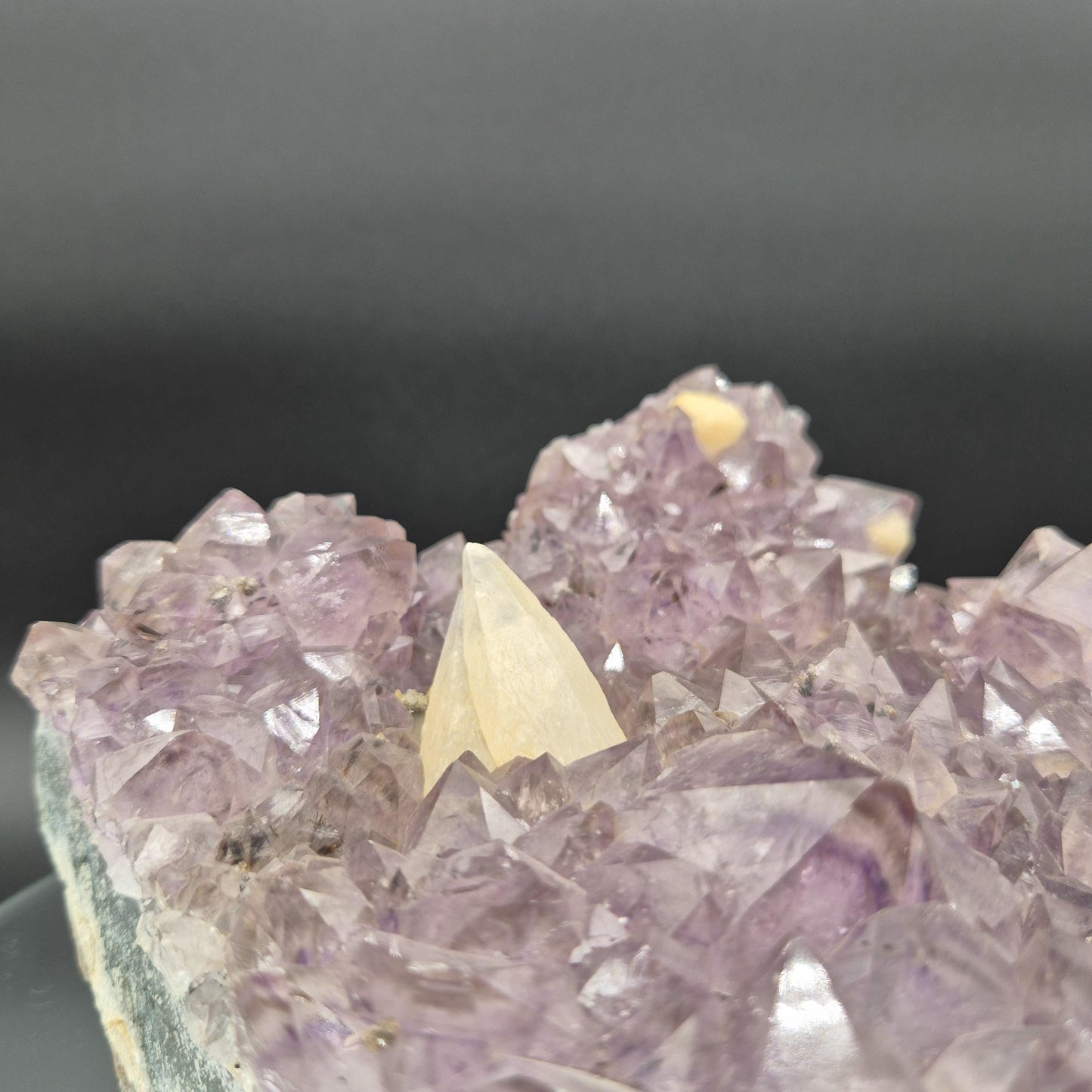 AAA+ Raw Amethyst Cluster with UV Reactive Calcite Points Sugar Calcite Cubes Brazil 6.05 lbs 7x6x4 Collector Crystal Crystal Hoarder