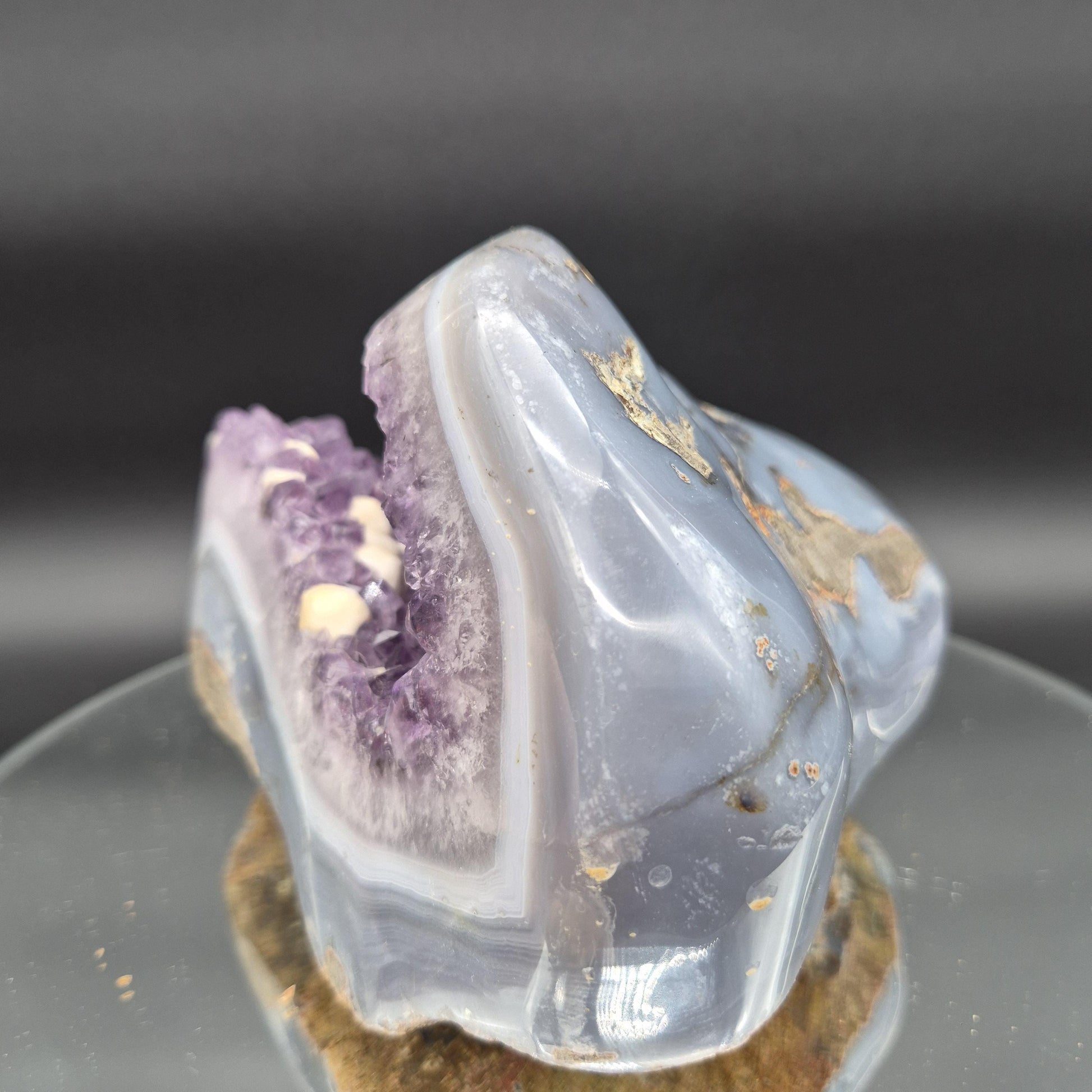 AAA Plus Rare Amethyst with Round Calcite and Baby Blue Banded Agate 8.16 lb 8x6x5 Collector Crystal Specimen Crystal Hoarder