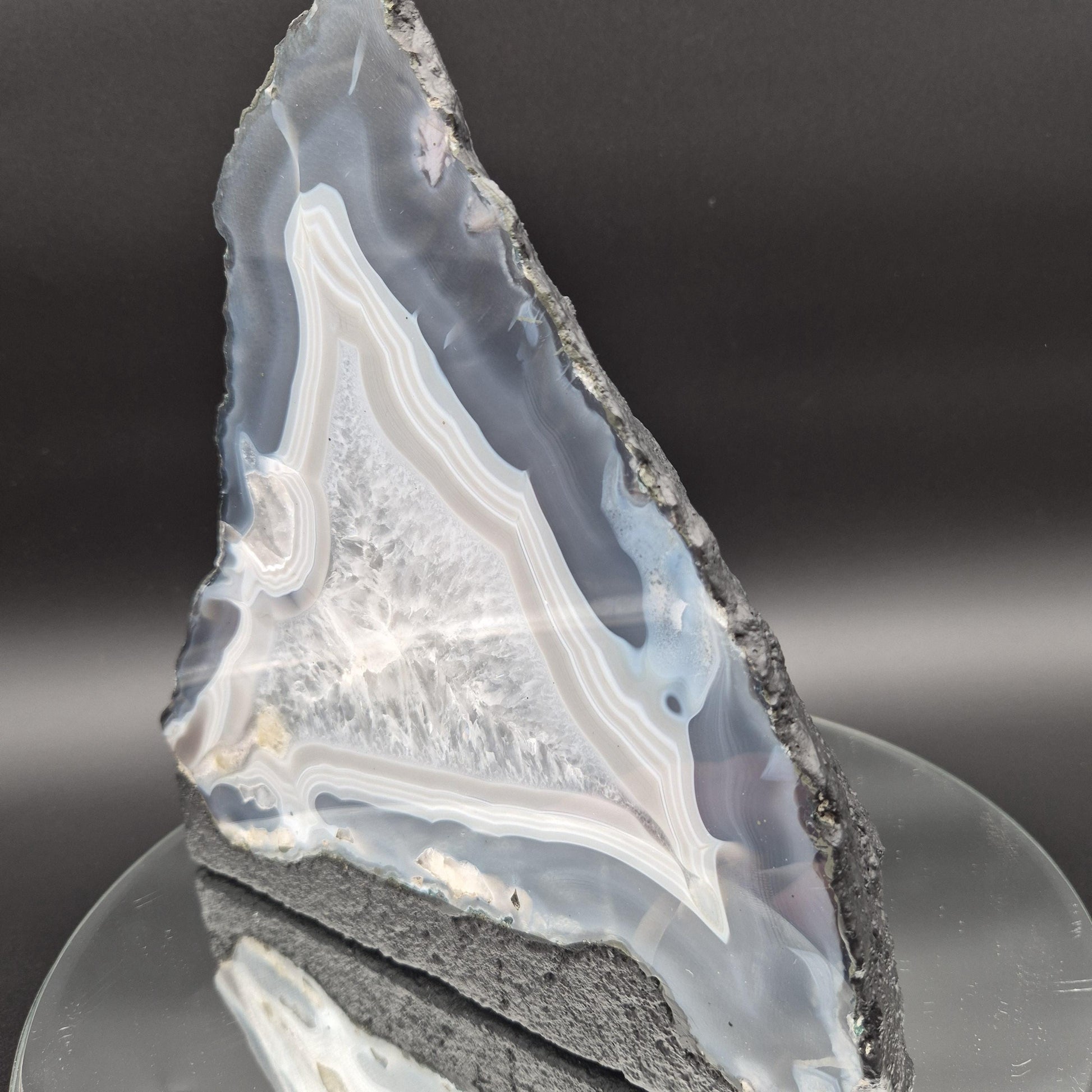 Druzy Amethyst with Blue Banded Agate Cathedral – Brazil – 13.04 lb Statement Specimen Crystal Hoarder