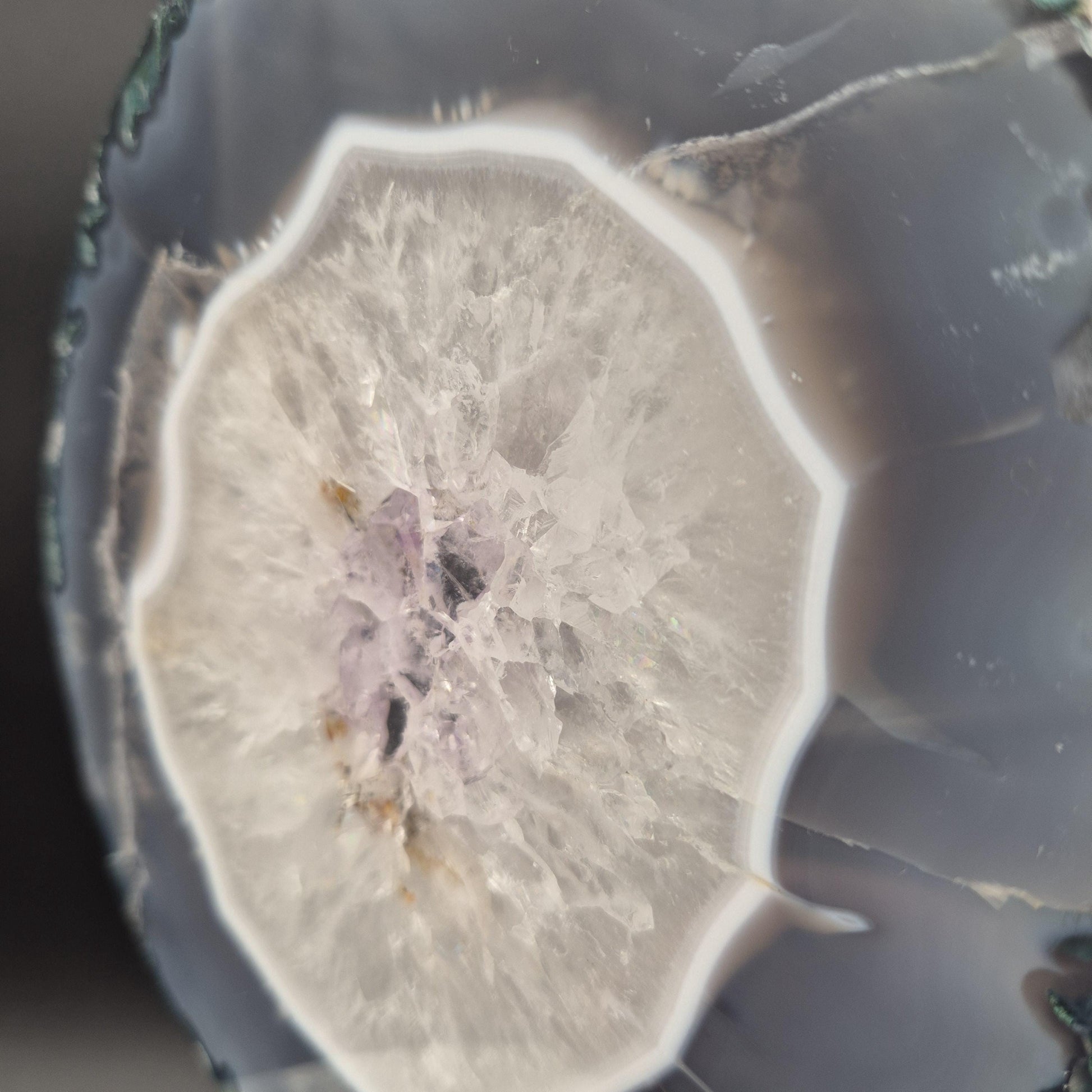 Amethyst with Blue Banded Agate Portal Brazil 4.9 lbs 11x6x1.25 Druzy Crystal Display Crystal Hoarder