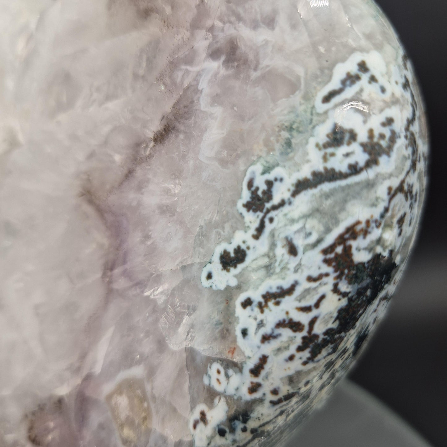 AAA+ Rare Amethyst Quartz Jasper Heart with Hematite Rutile 8x7.5x1 4.86 lbs Brazil Crystal Hoarder