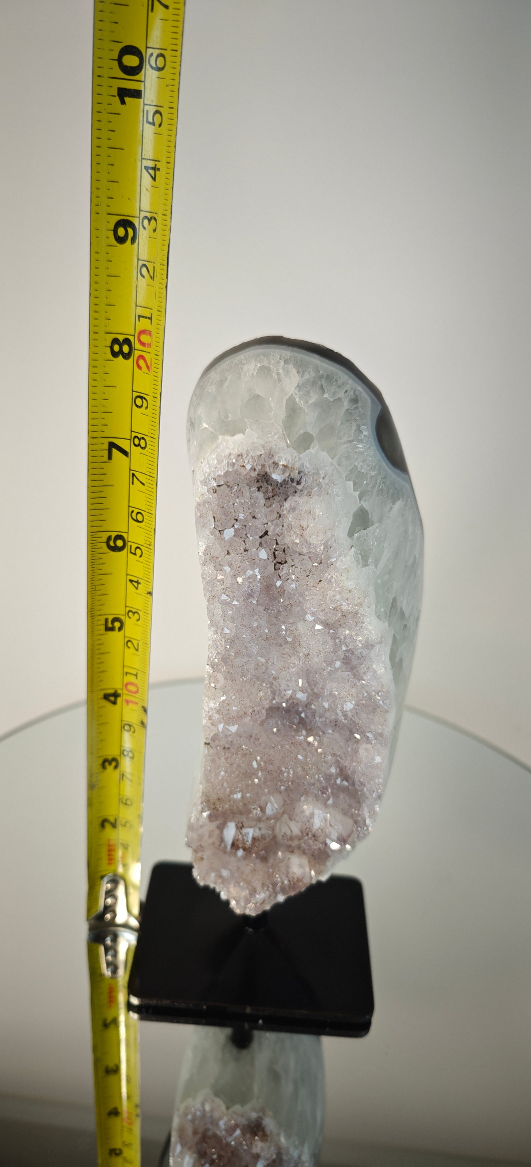 Druzy Lavender Amethyst with Blue Banded Agate and Stalactite - Brazil Crystal Hoarder
