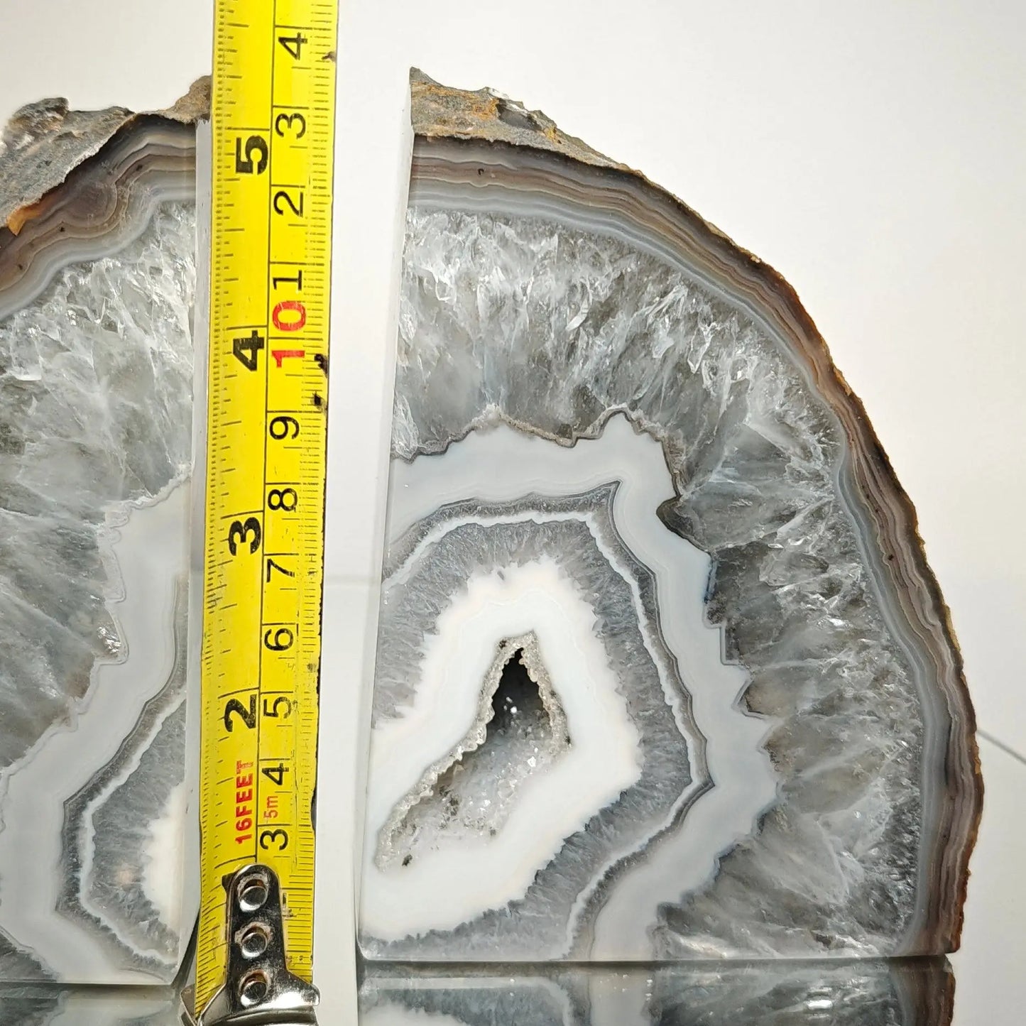 Genuine Druzy Blue Banded Agate Geode Bookends - Product of Brazil Crystal Hoarder