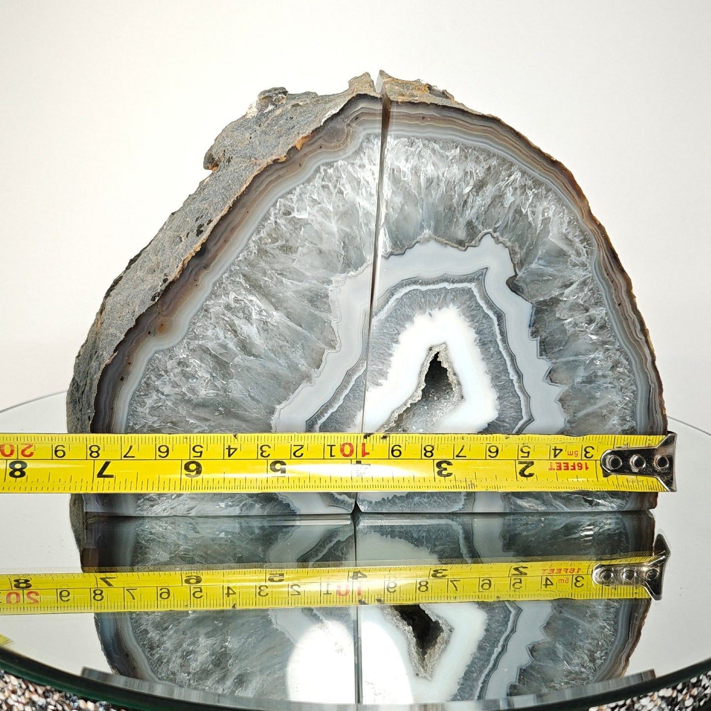 Genuine Druzy Blue Banded Agate Geode Bookends - Product of Brazil Crystal Hoarder