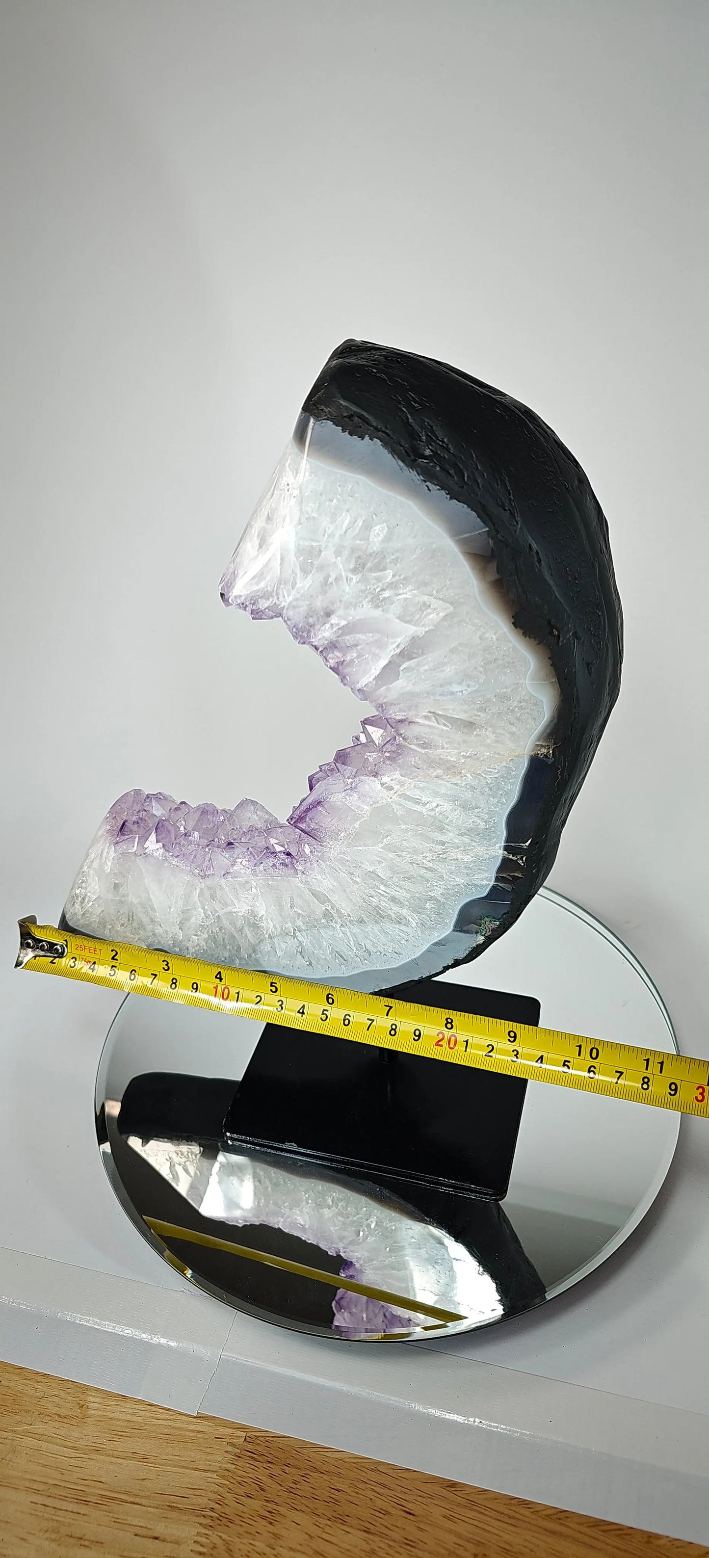 Beautiful Amethyst Half Moon on Stand - Product of Brazil Crystal Hoarder